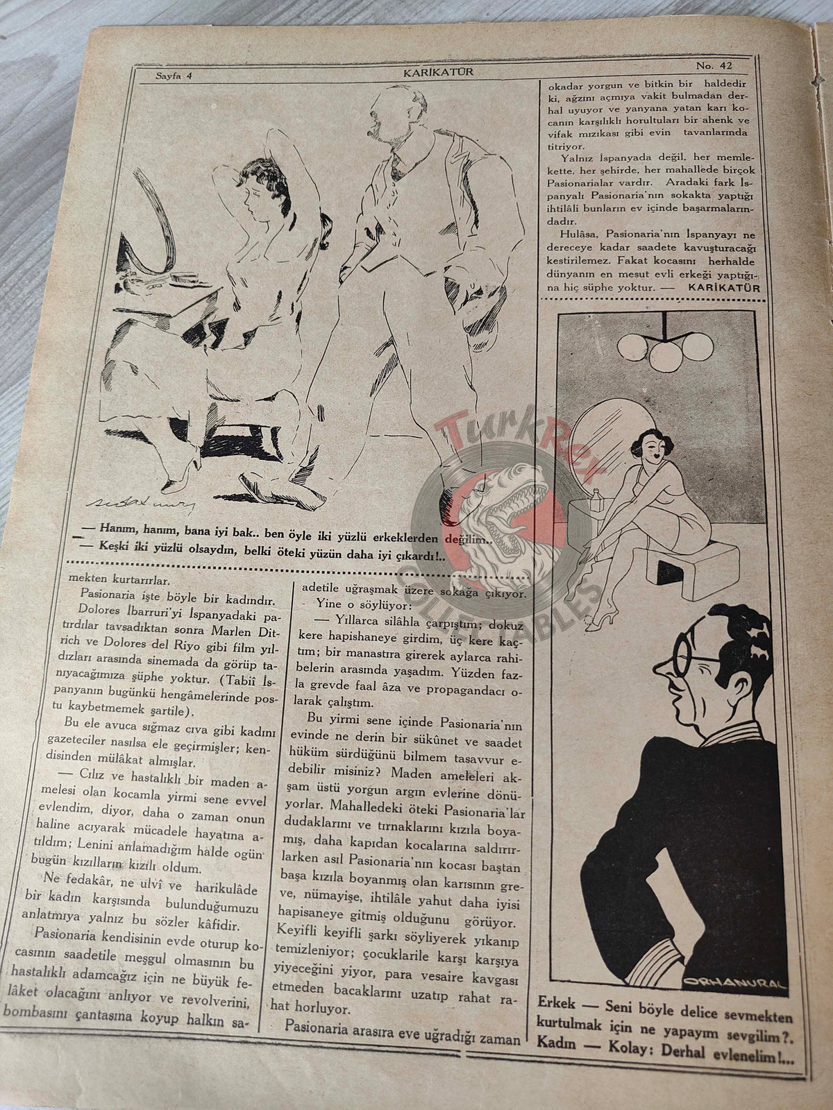 Karikatür 1936 Humor Magazine Turkish Turkey Germany Russia WW2 era