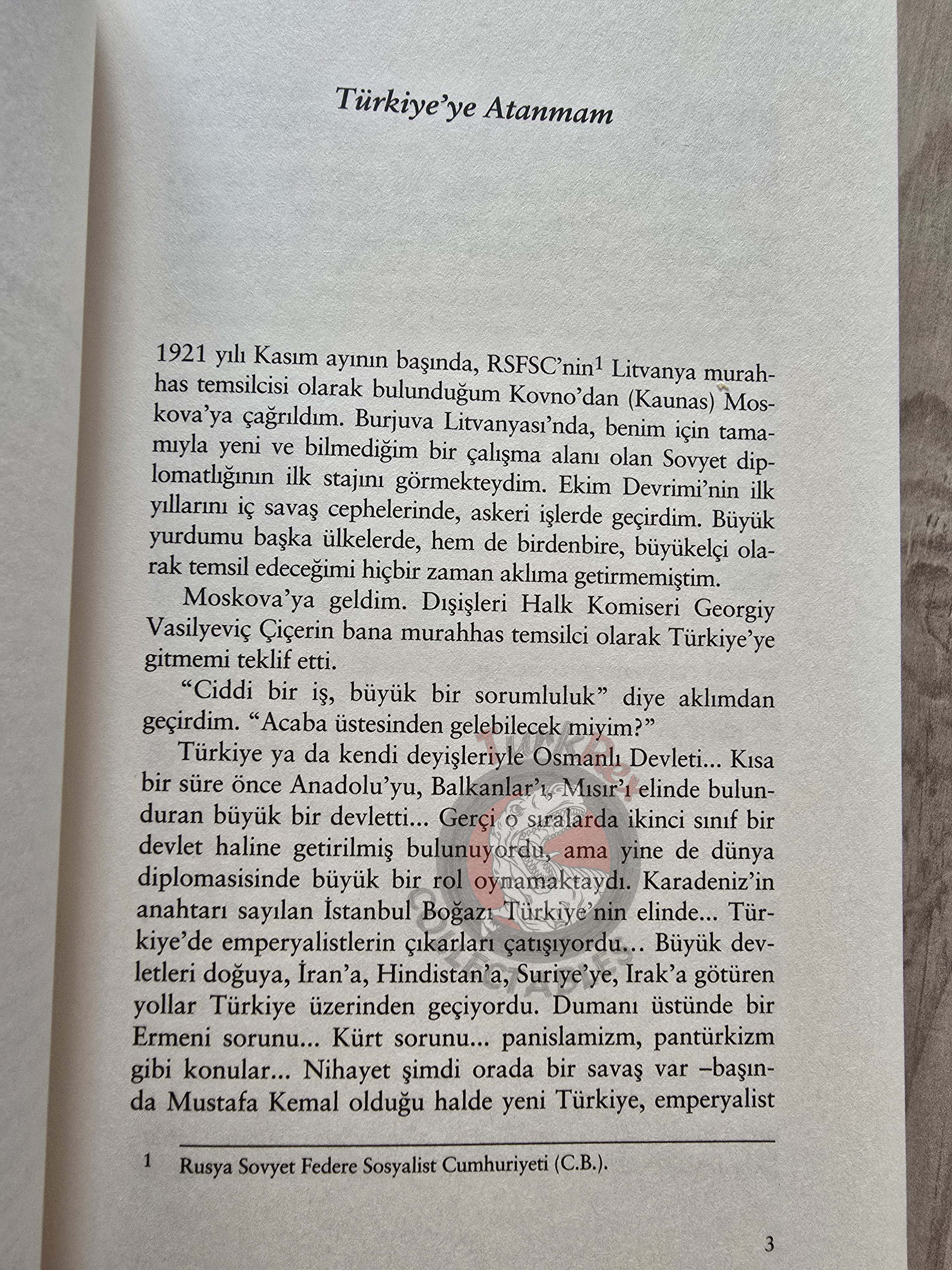 Semyon İvanoviç Aralov – Memoirs of a Soviet Diplomat in Turkey 2020 Turkish Book Turkey