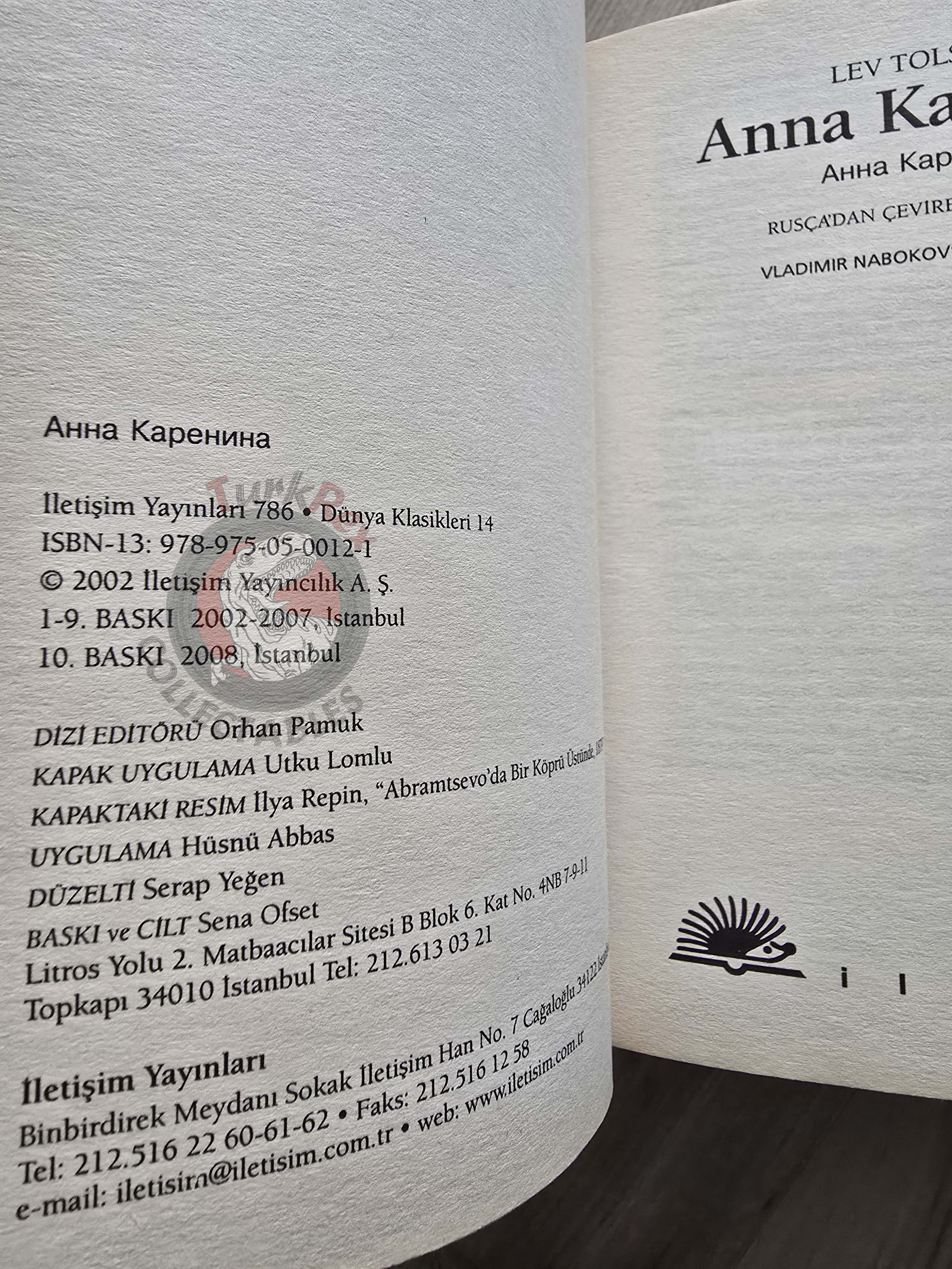 Leo Tolstoy – Anna Karenina 2008 Turkish Book Turkey