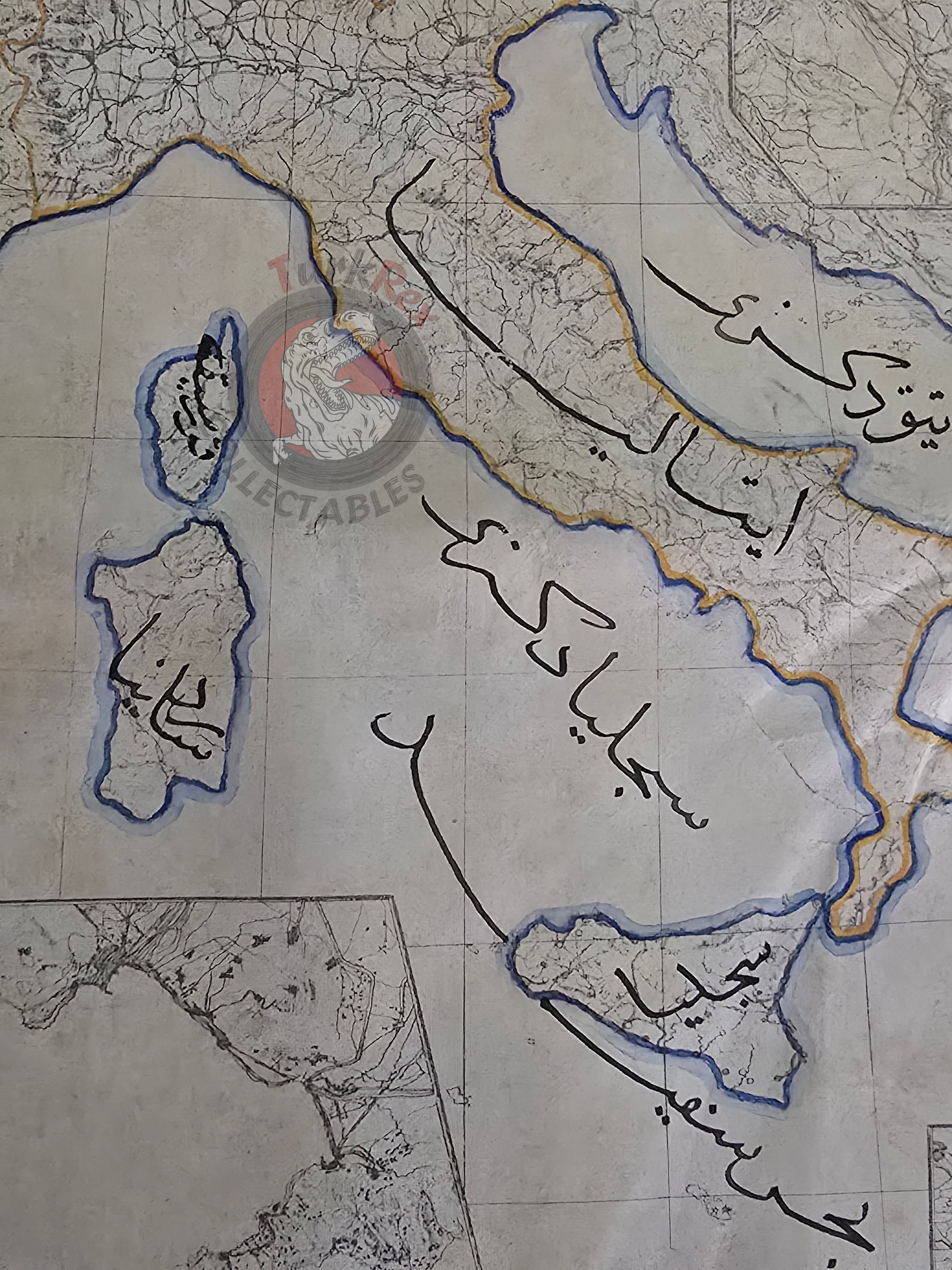 Ottoman Military Educational Map of Italy and India 1891 Empire Malaysia Thailand