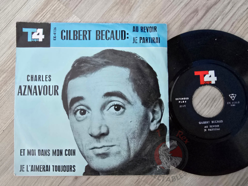 Charles Aznavour / Gilbert Becaud – Et Moi Dans Mon Coin 7" Iran Pressing Vinyl Iranian Edition 1
