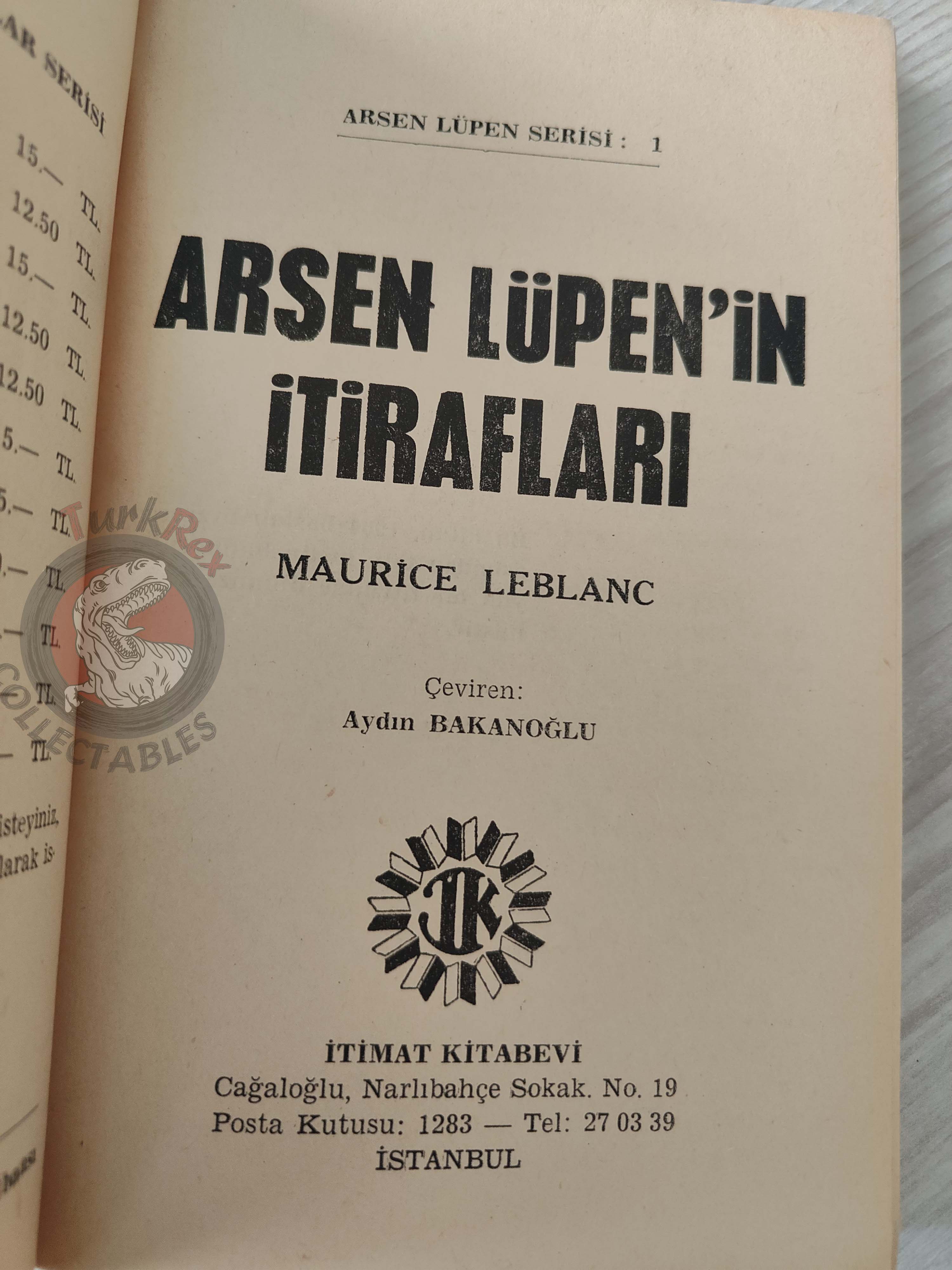 Arsène Lupin #1 Les Confidences d’Arsène Lupin 1972 Turkish Book Turkey Maurice Leblanc