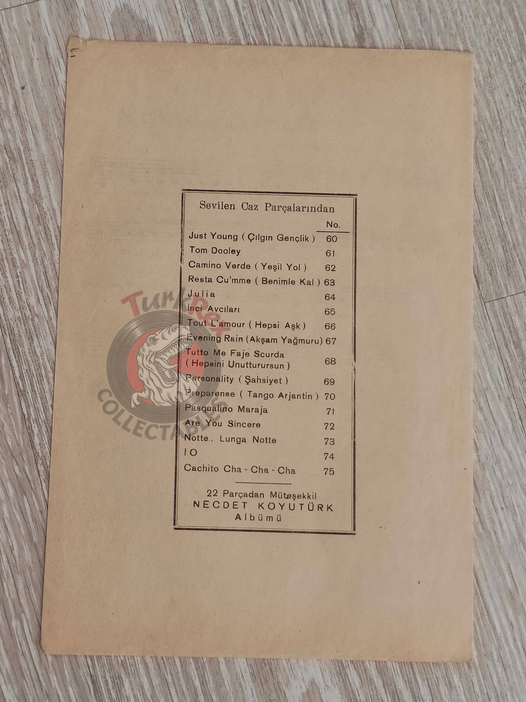 Domenico Modugno – Notte Lunga Notte Turkish Vintage Musical Notes Sheet Turkey