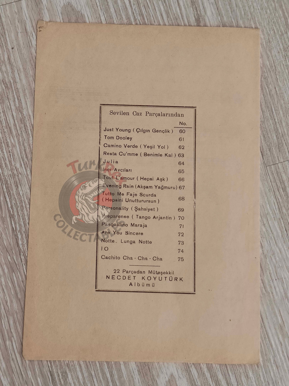 Domenico Modugno – Notte Lunga Notte Turkish Vintage Musical Notes Sheet Turkey