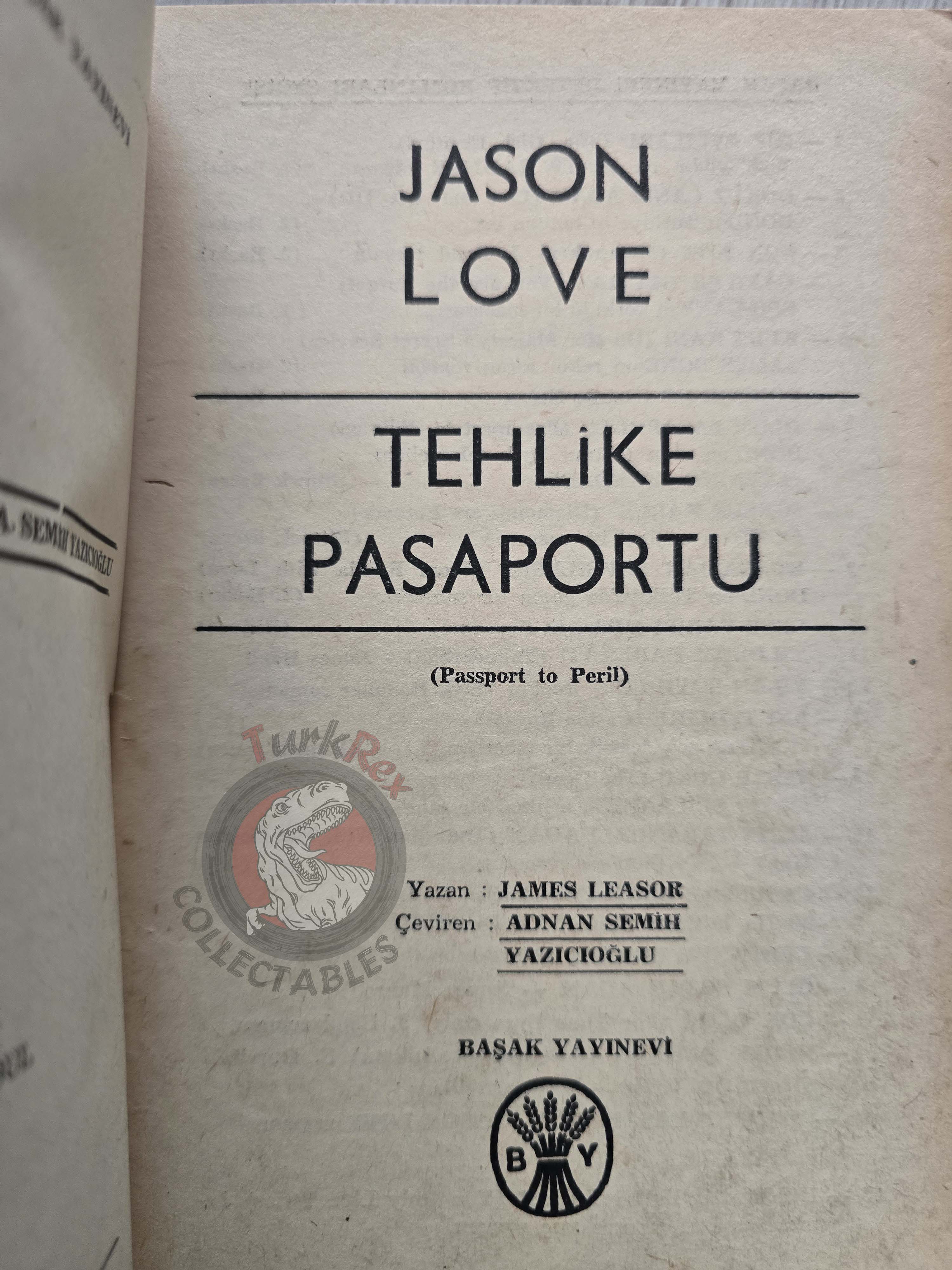 James Leasor – Passport to Peril 1966 1st Turkish Book Turkey Jason Love