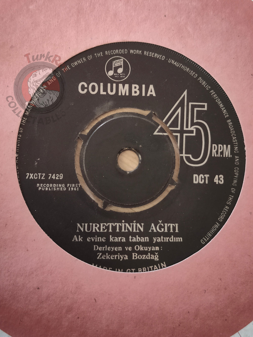 Zekeriya Bozdağ – Seni Gidi Mavili 7" UK Pressing Vinyl England Edition