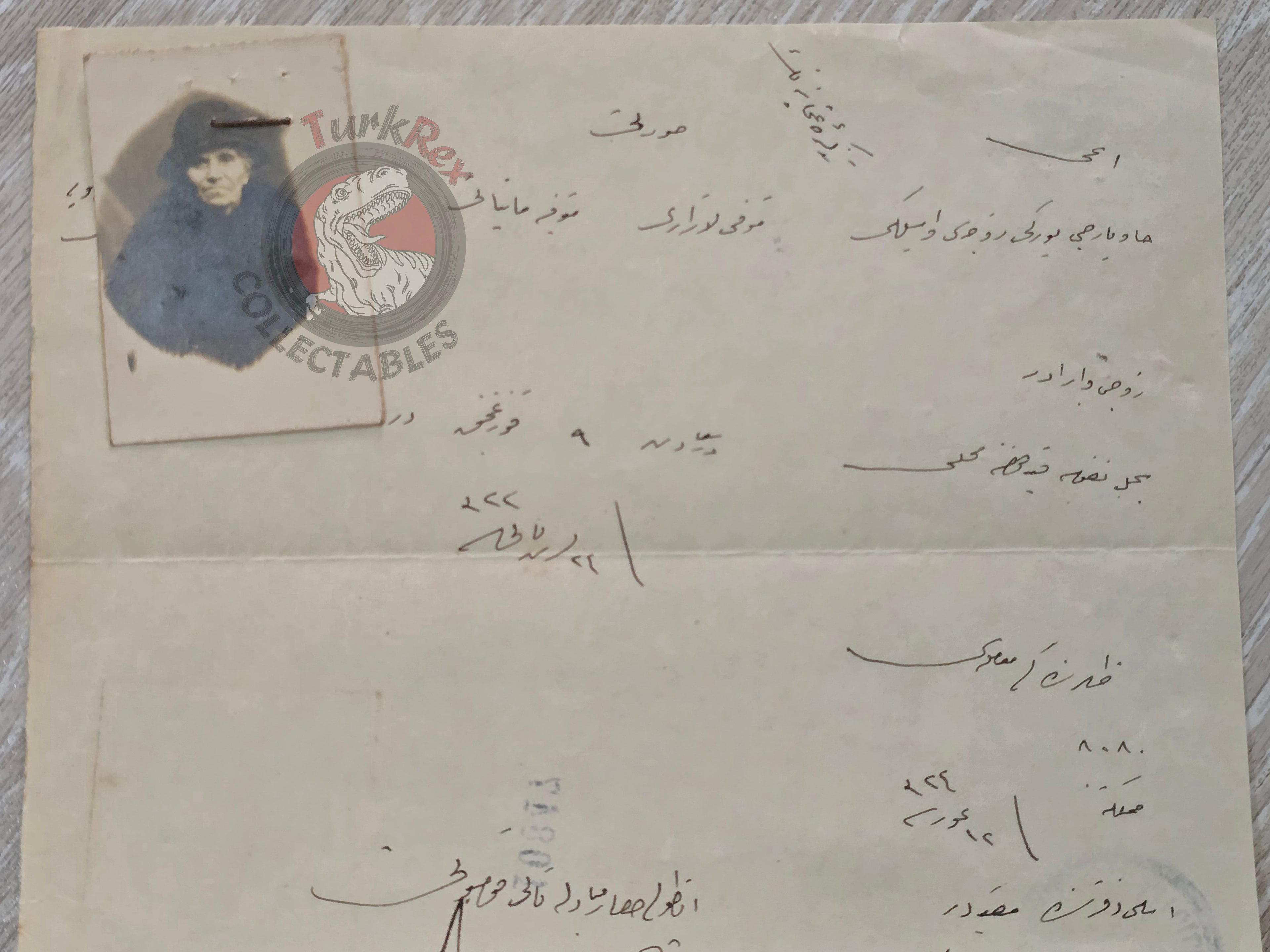 Ottoman Identity Document Copy 1924 with Photograph Greek Ottoman Citizen