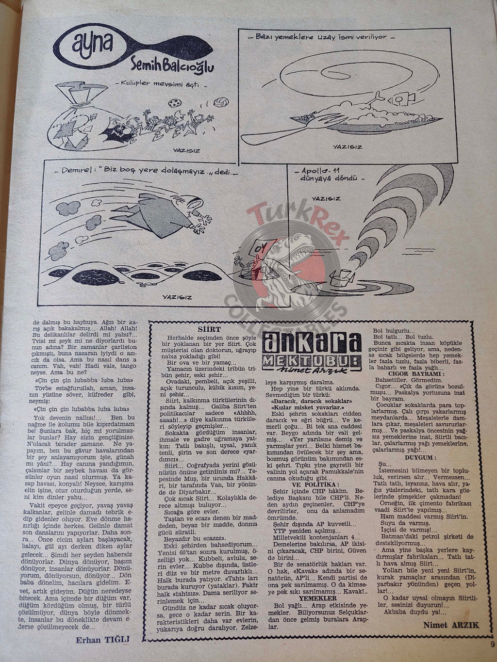 Akbaba 1969 Uncle Sam and the Magic Moon Soil Turkish Magazine Turkey Apollo 11 Space