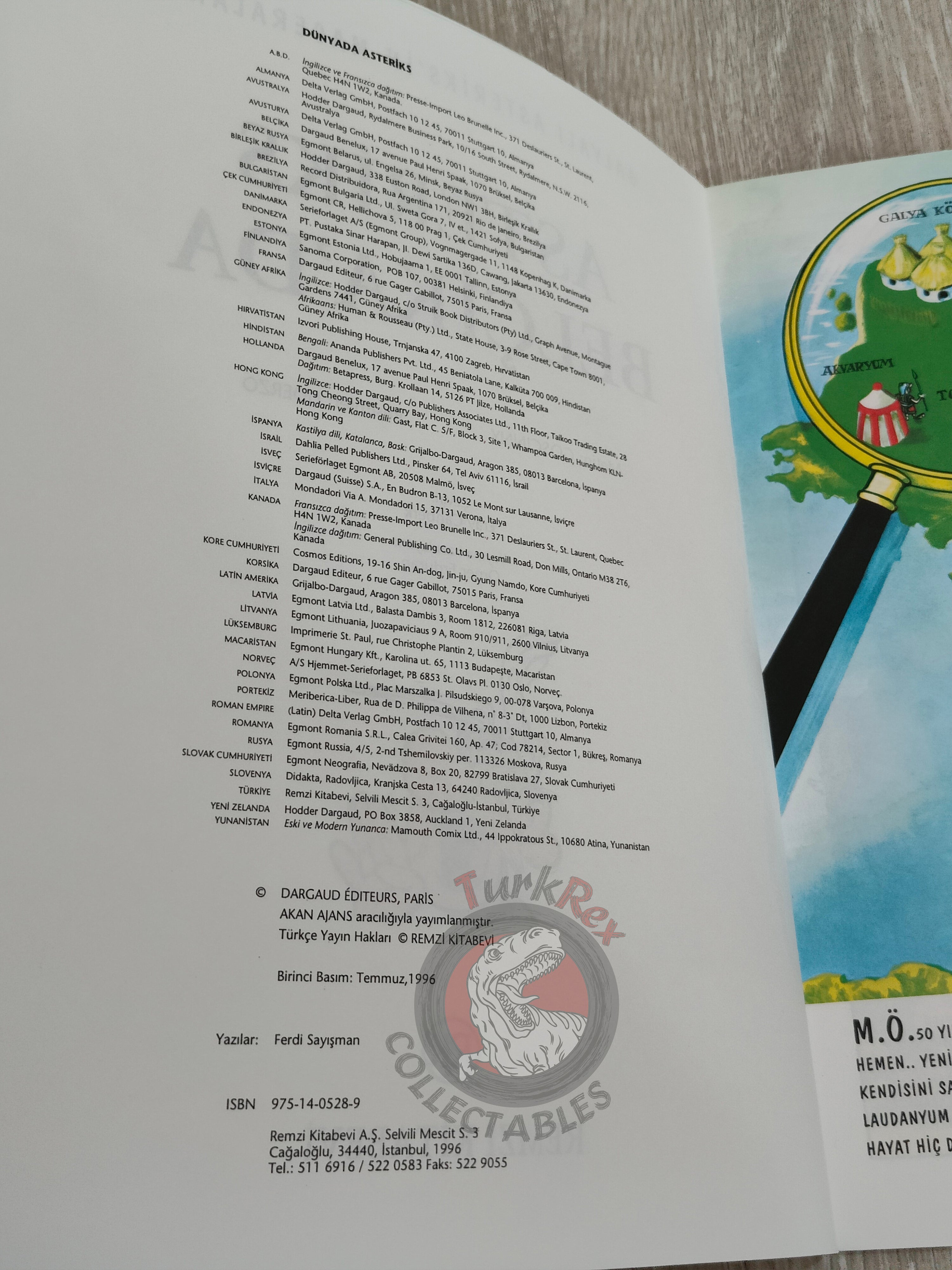 Asterix – Asterix in Belgium 1996 1st Edition Turkish Edition Comic Turkey