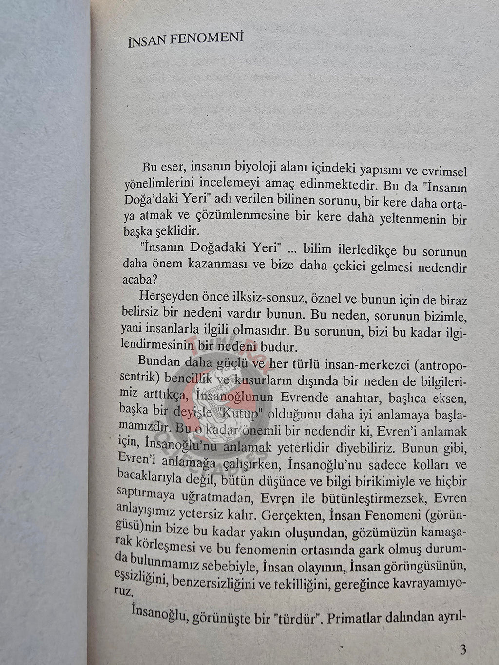 Pierre Teilhard de Chardin – Man's Place in Nature 1990 Turkish Book Turkey
