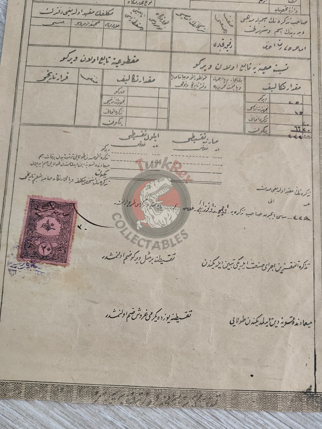 Ottoman Trade and Industry Income Tax Certificate 1910 Bolu Ereğli Flour Merchant