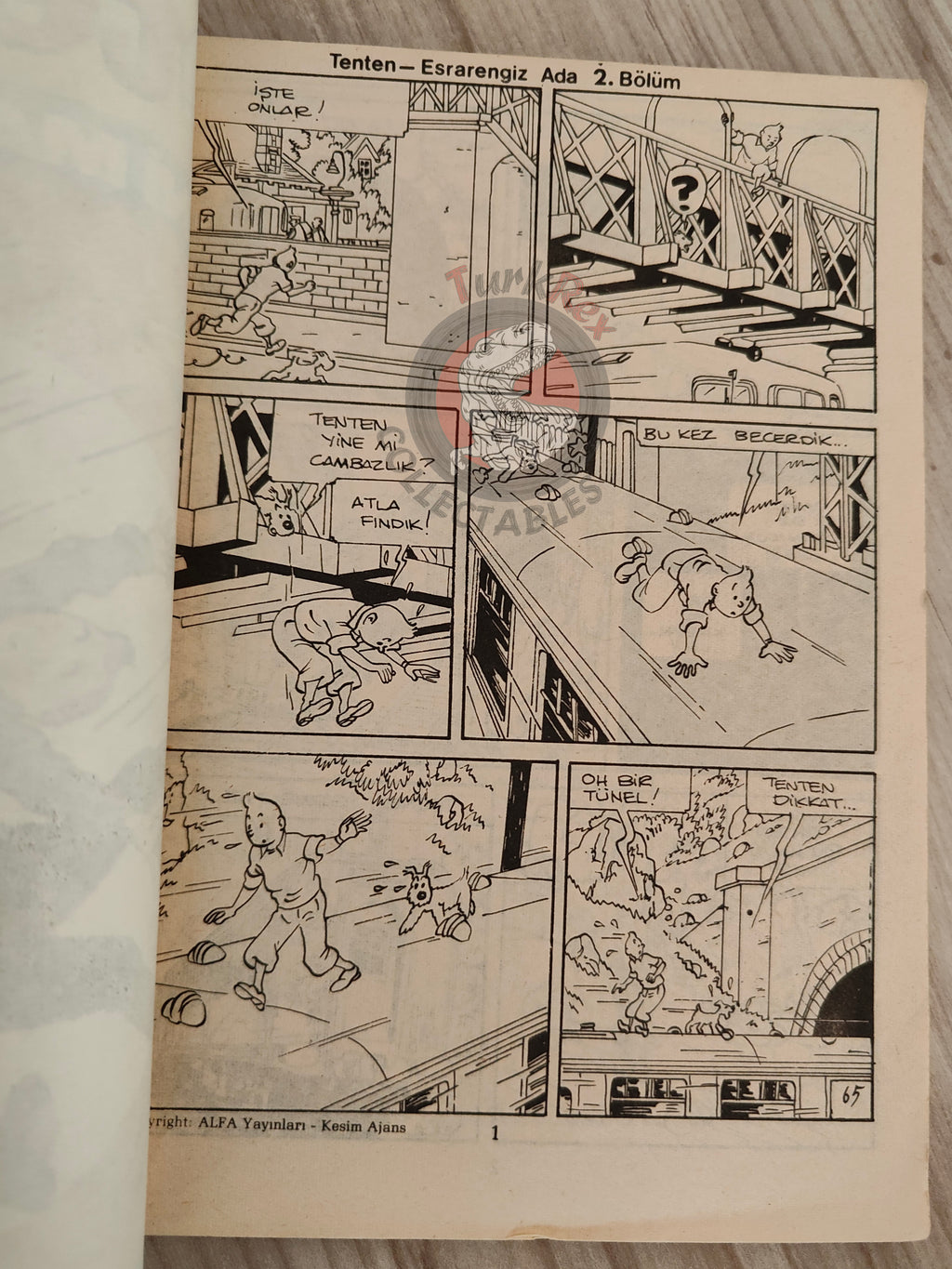 Tintin –  The Black Island 1980s Turkish Edition Comic Turkey