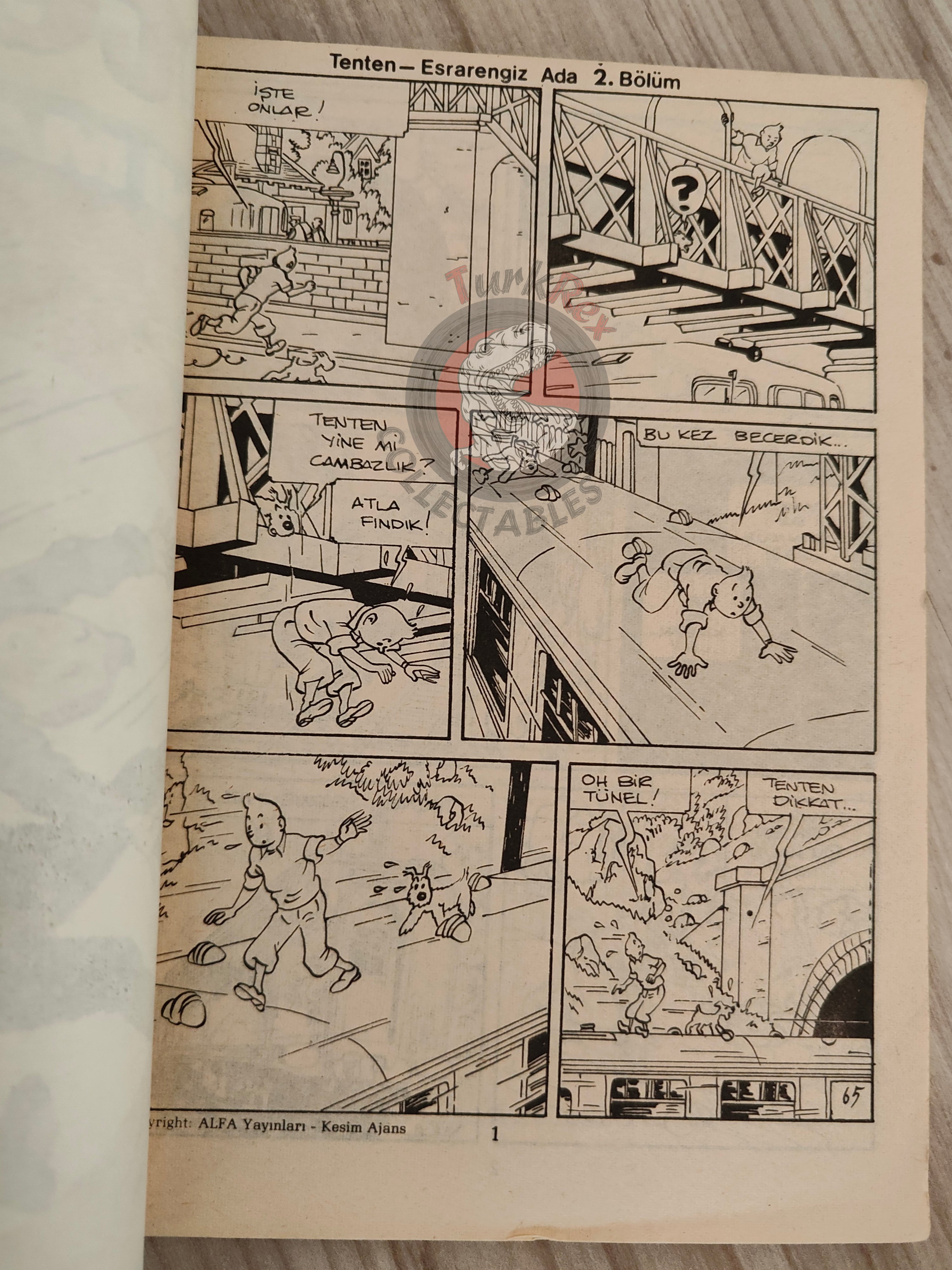Tintin –  The Black Island 1980s Turkish Edition Comic Turkey