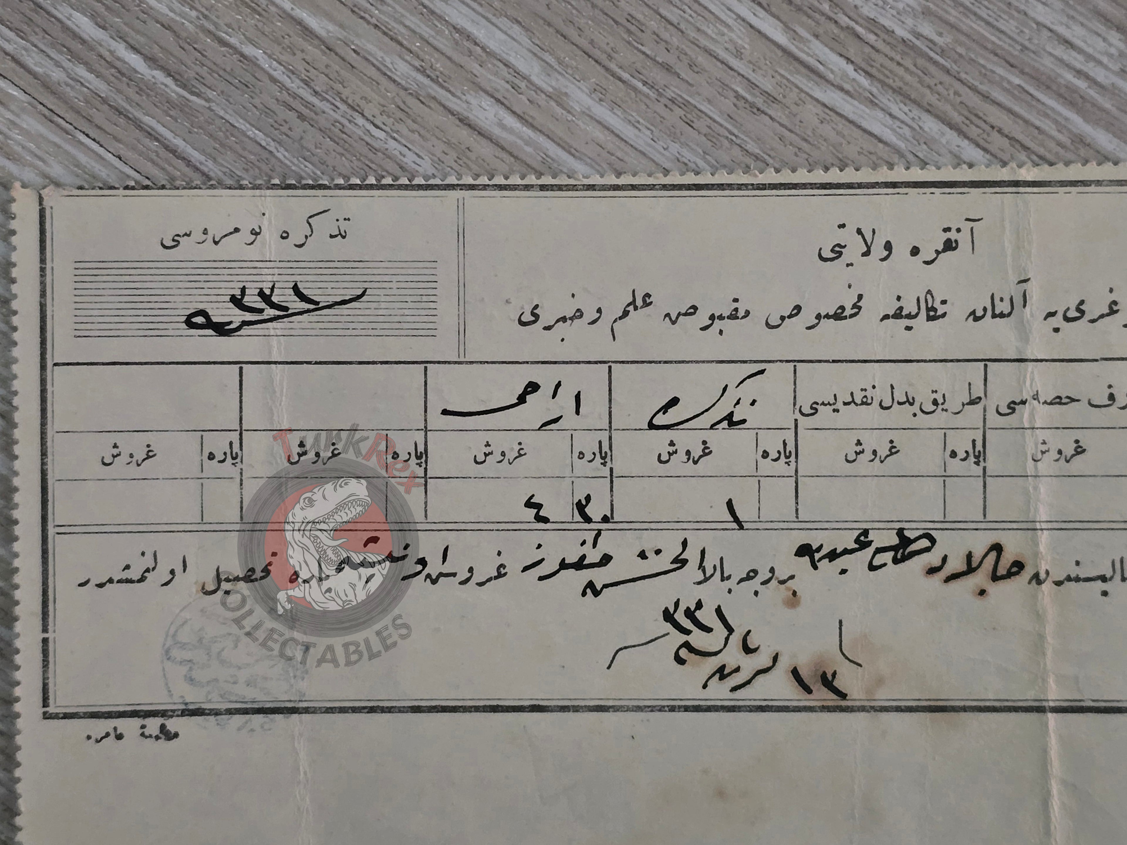Ottoman Tax Receipt 1915 Ankara Çubuk Muslim Citizen
