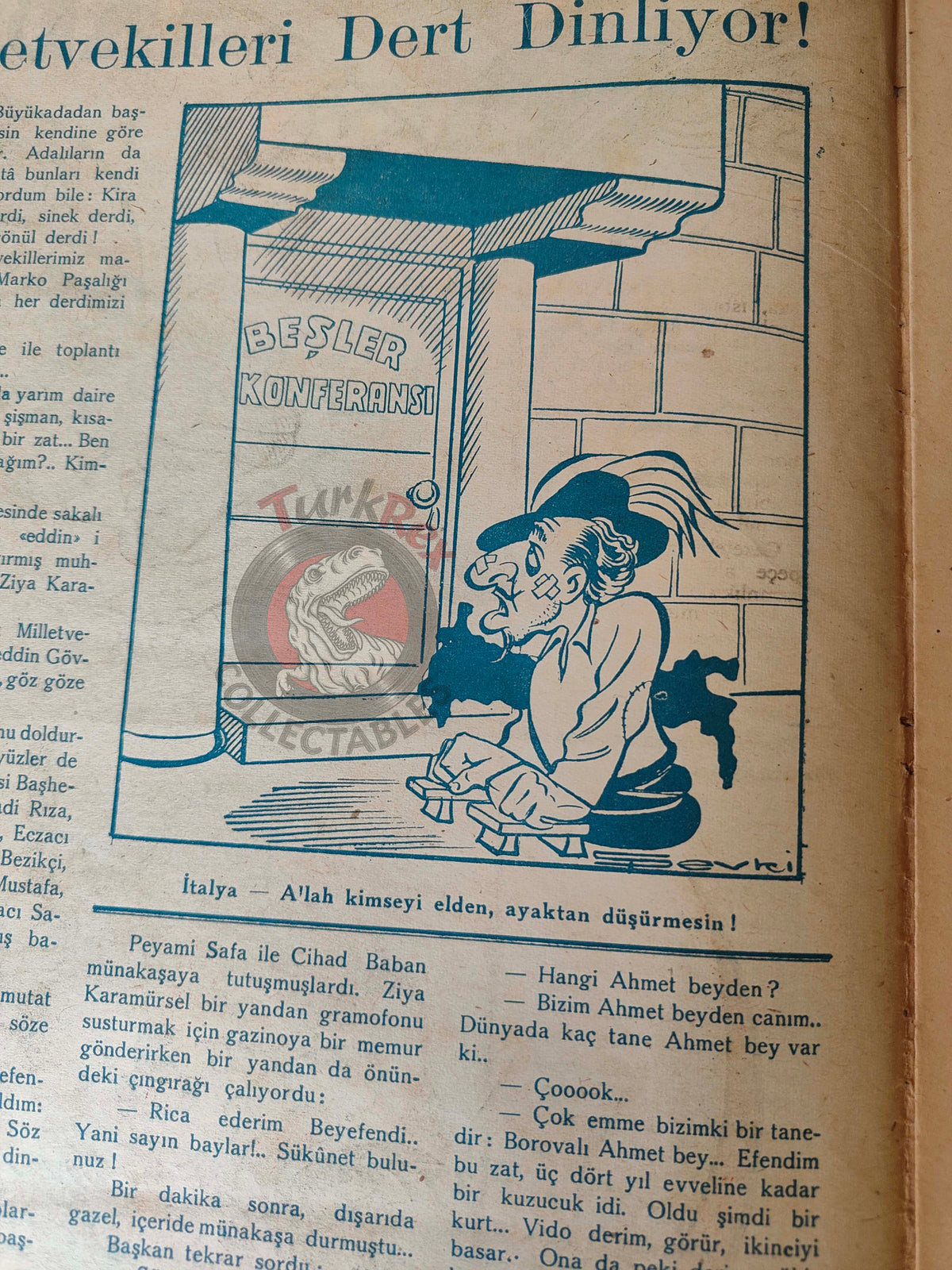 Akbaba 1945 Humor Magazine Turkish Turkey Soviet Russia WW2 era Italy United States Britain