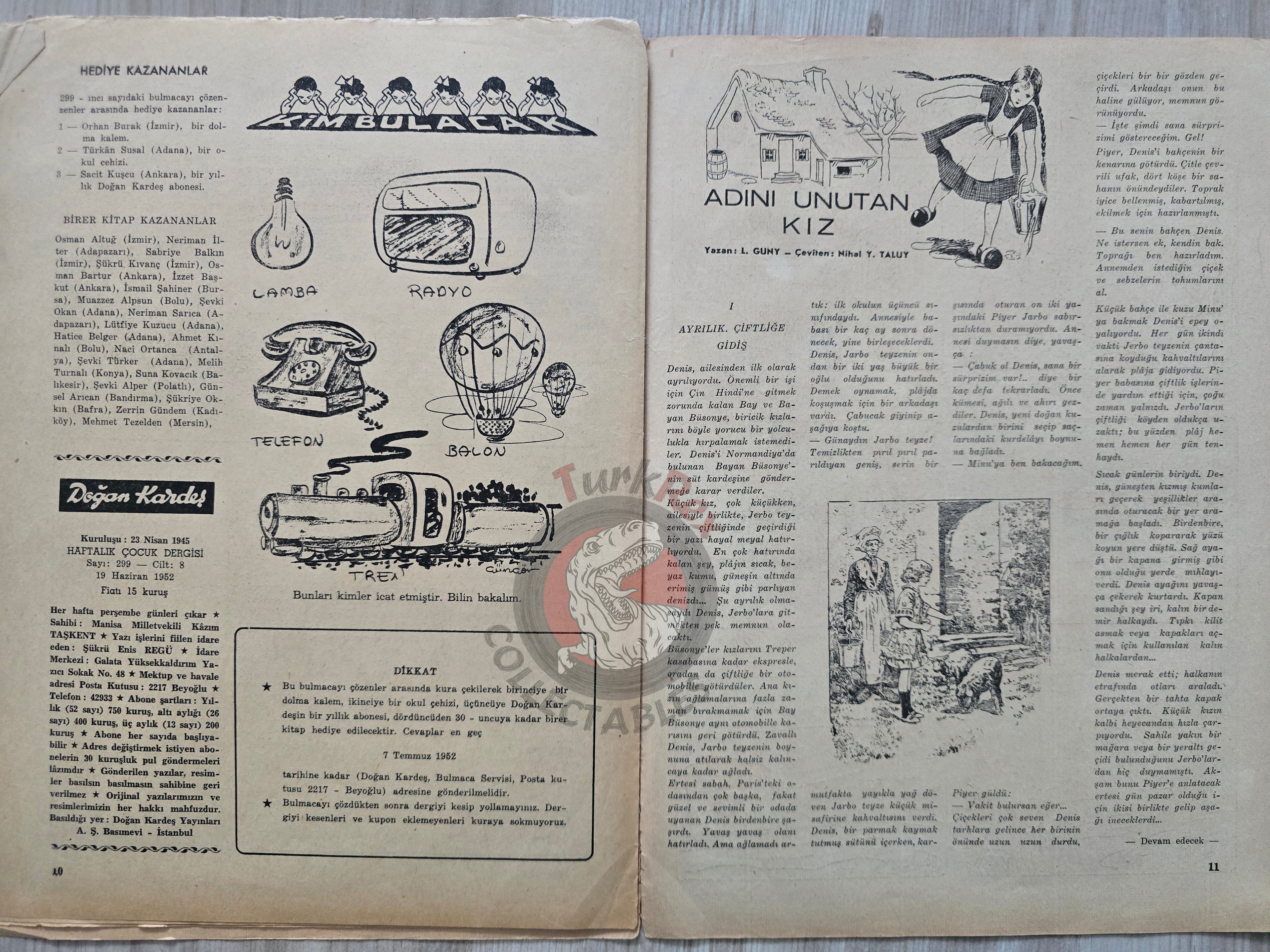 Doğan Kardeş 1952 Magazine #299 Turkish Comic Turkey