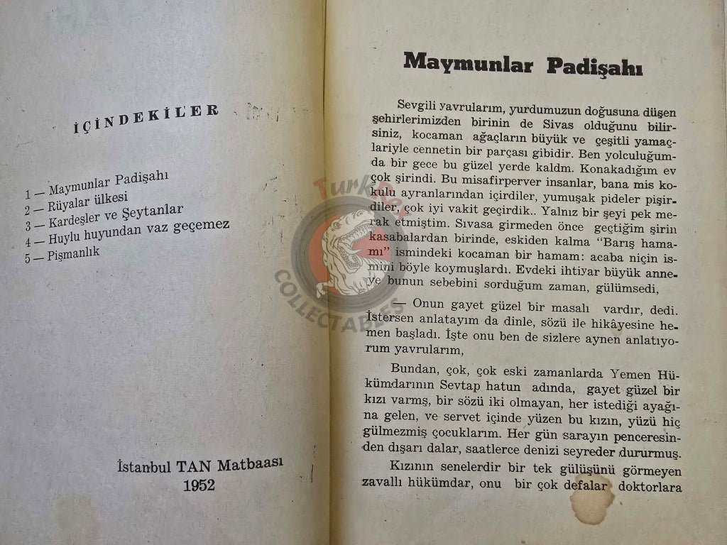 Şükran Eğrilmez – The King of Monkeys 1952 Turkish Book Turkey Illustrated