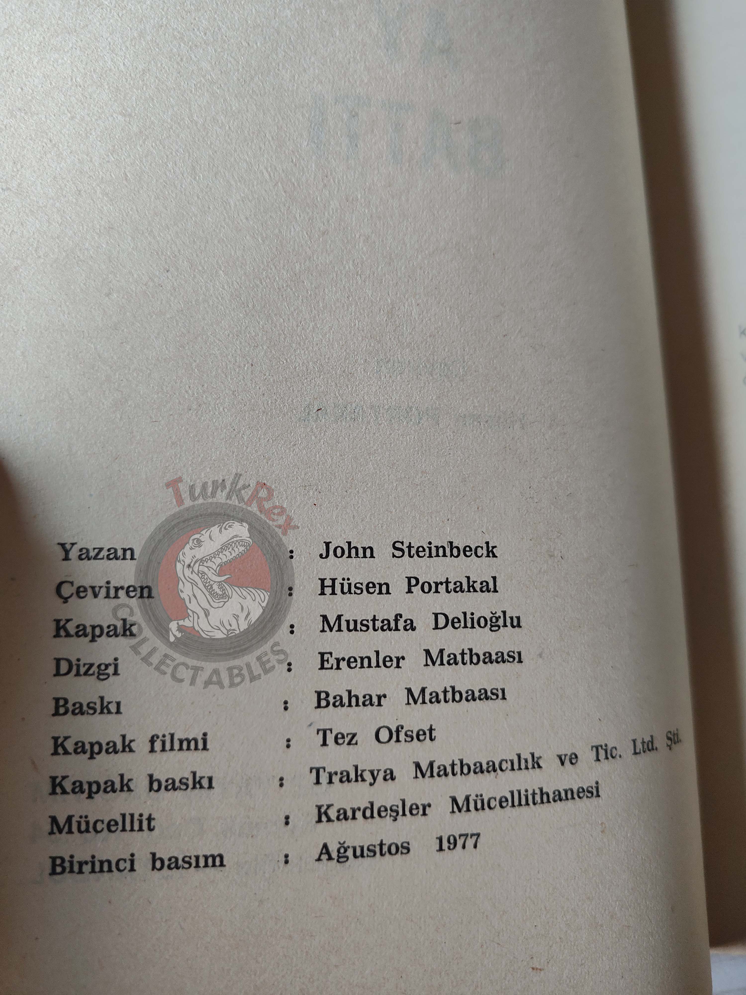 John Steinbeck – The Moon is Down 1977 Turkish Book Turkey