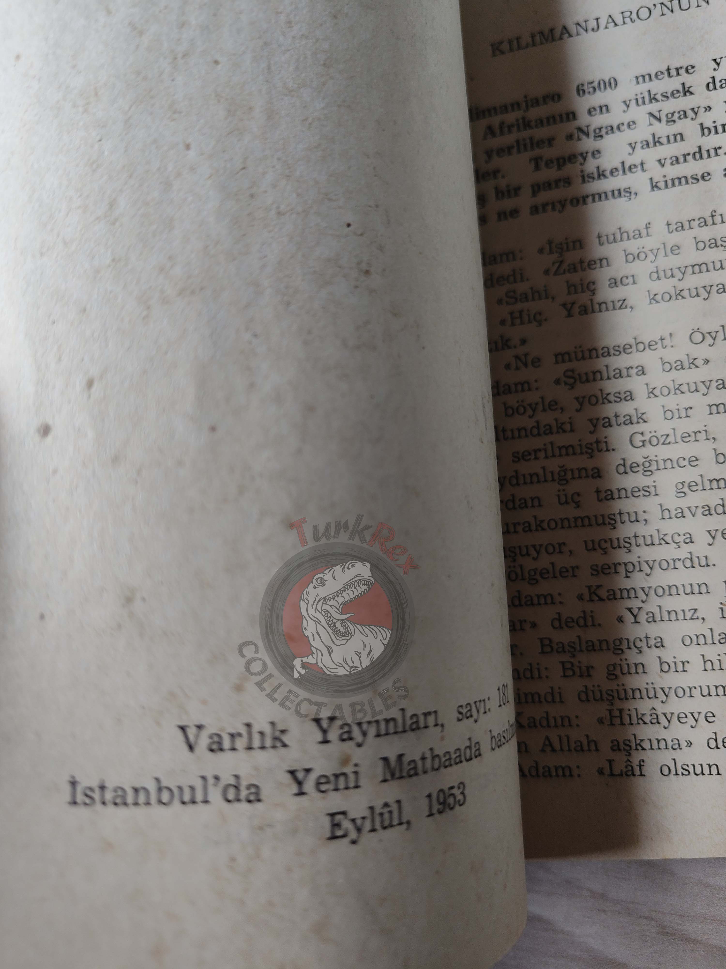 Ernest Hemingway – The Snows of Kilimanjaro 1953 1st Turkish Book Turkey