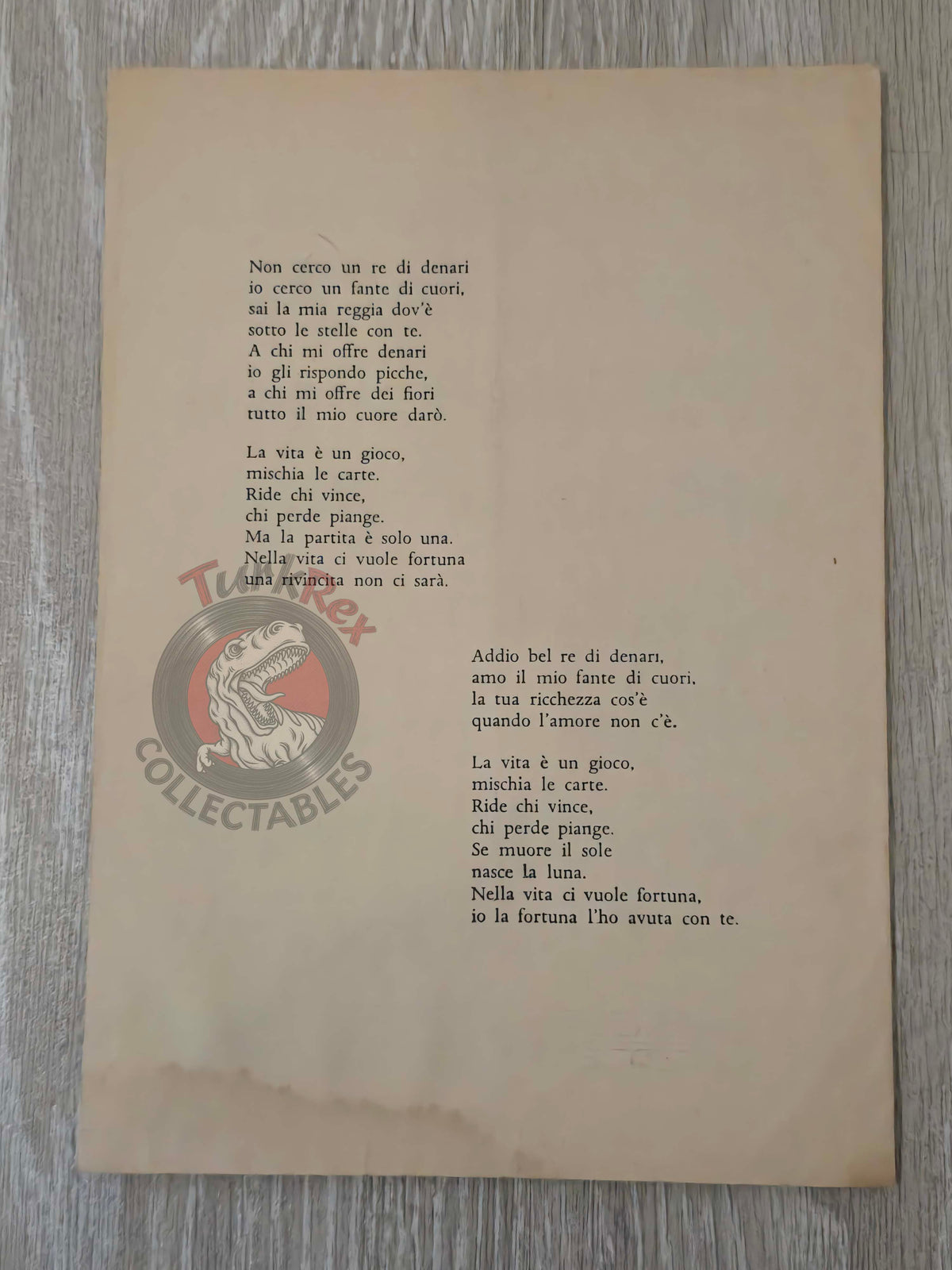 Nada – Il Re di Denari Turkish Vintage Musical Notes Sheet Turkey