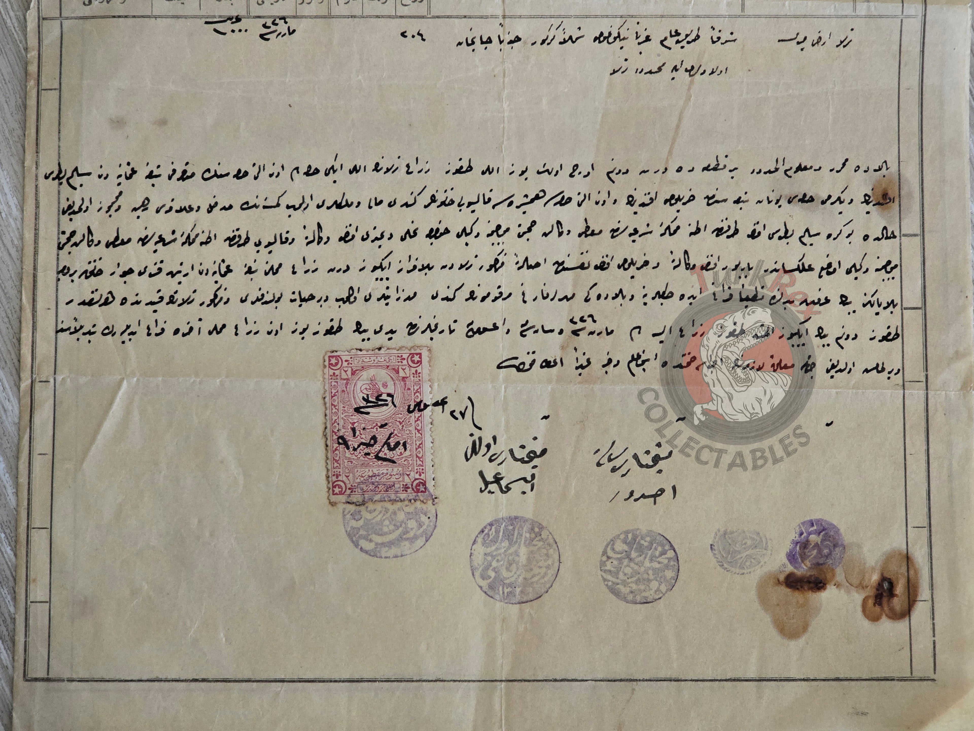 Ottoman 1910 Land Deed Field in Adana Title Armenian Greek Citizens Armenia Greece