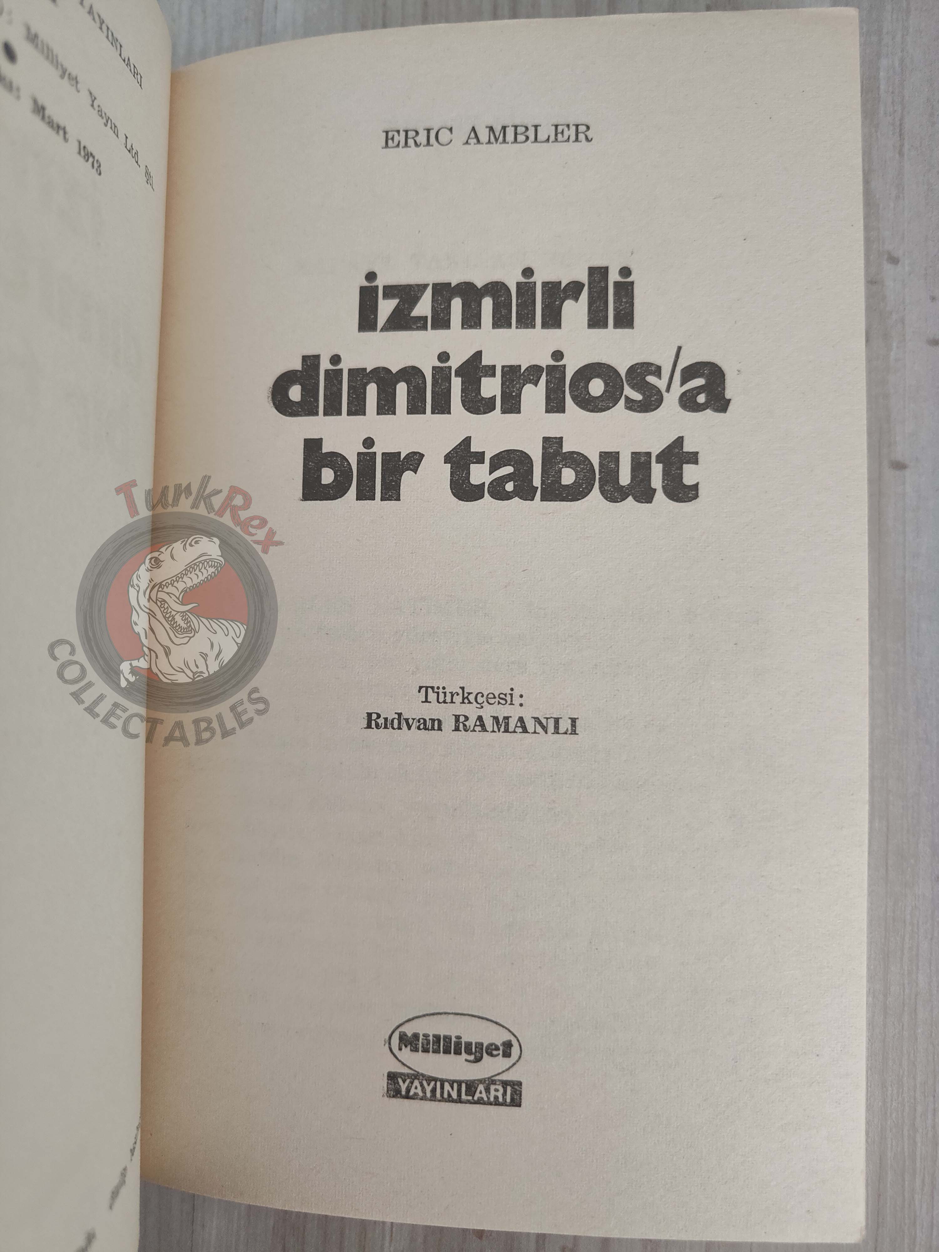 Eric Ambler – The Mask of Dimitrios 1973 1st Turkish Book Turkey