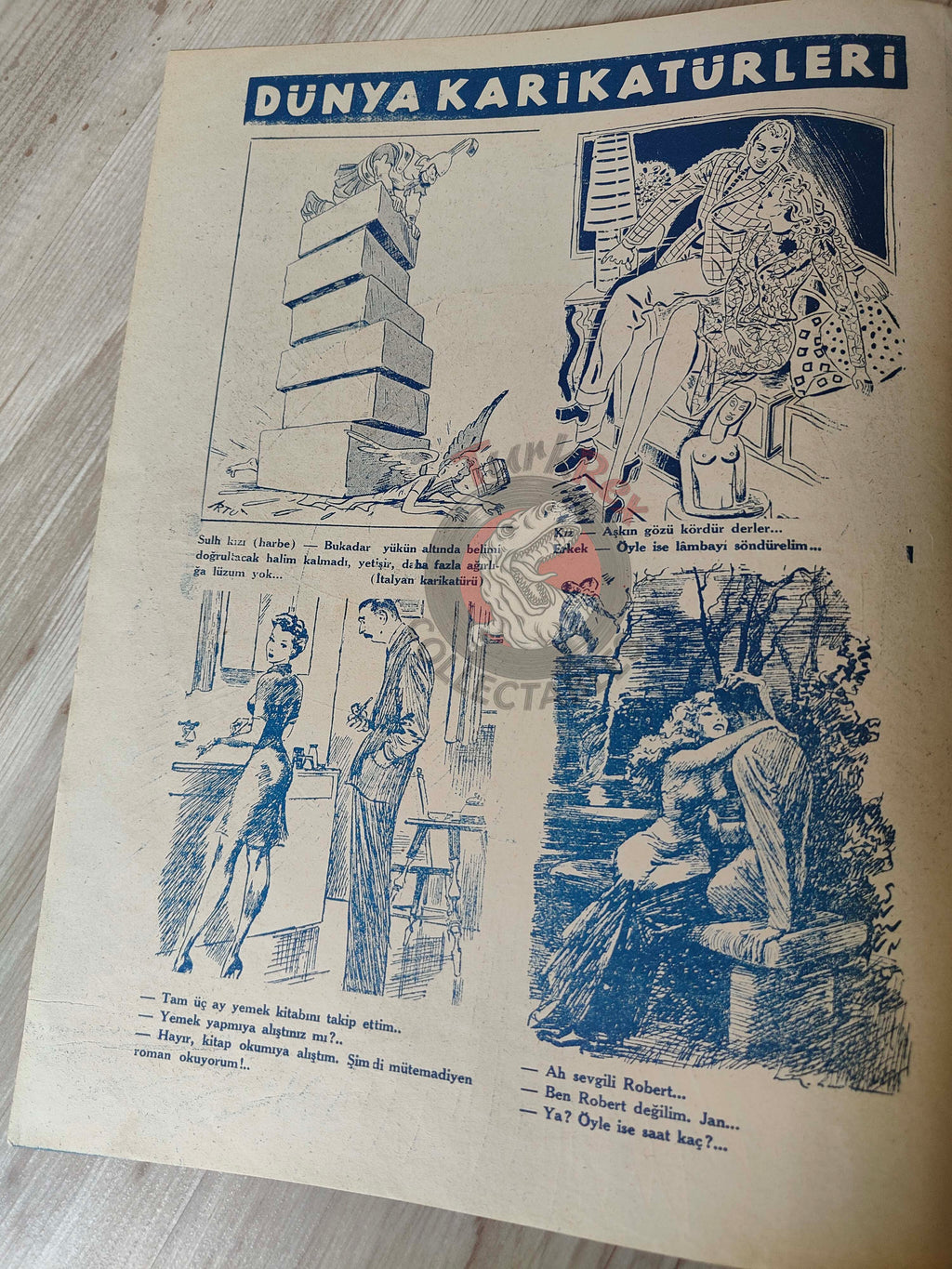 Karikatür 1939 Humor Magazine Turkish Turkey New Year Russia WW2 era Deutsche Lufthansa