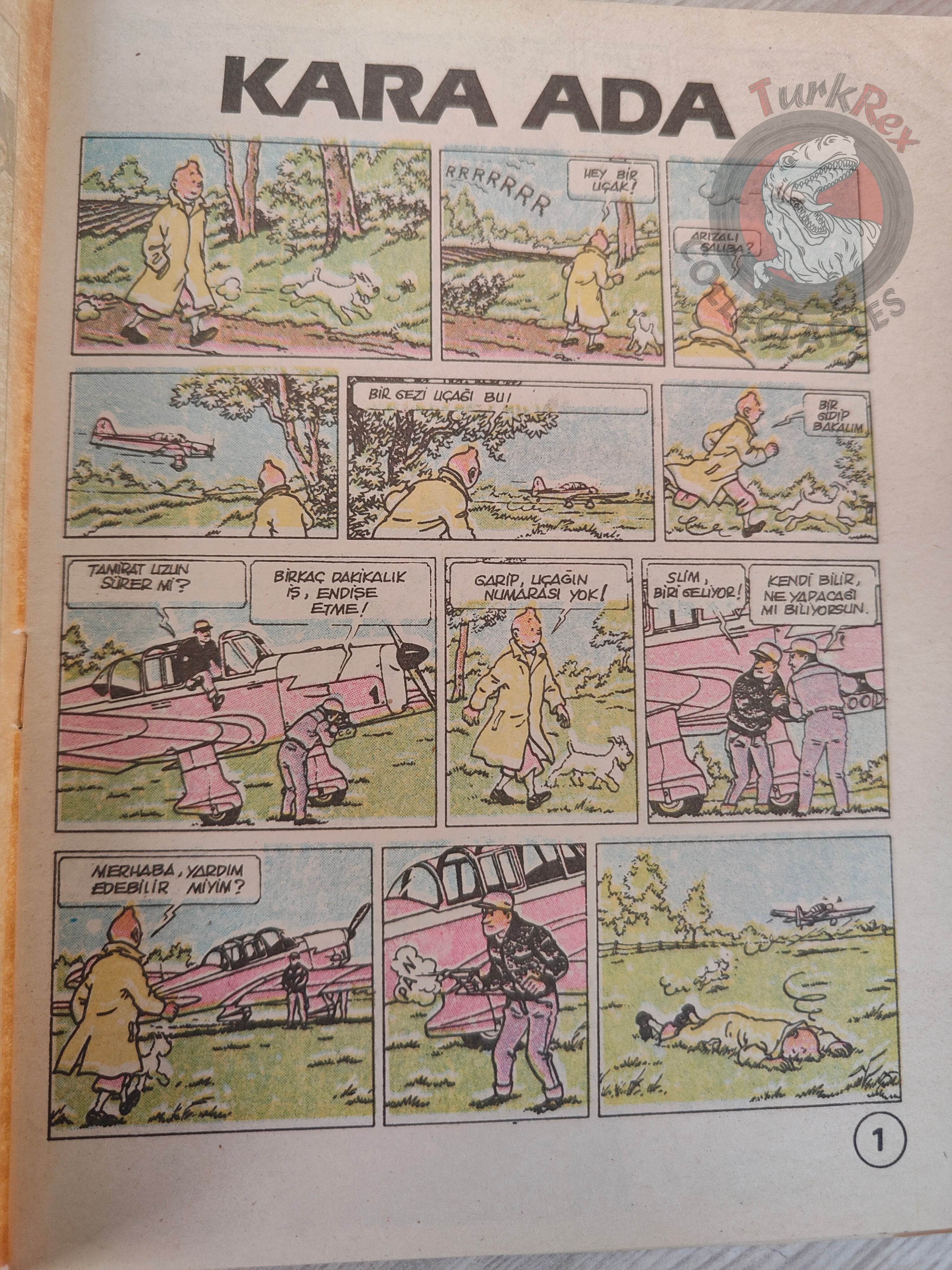 Tintin – The Black Island 1989 Turkish Edition Comic Turkey