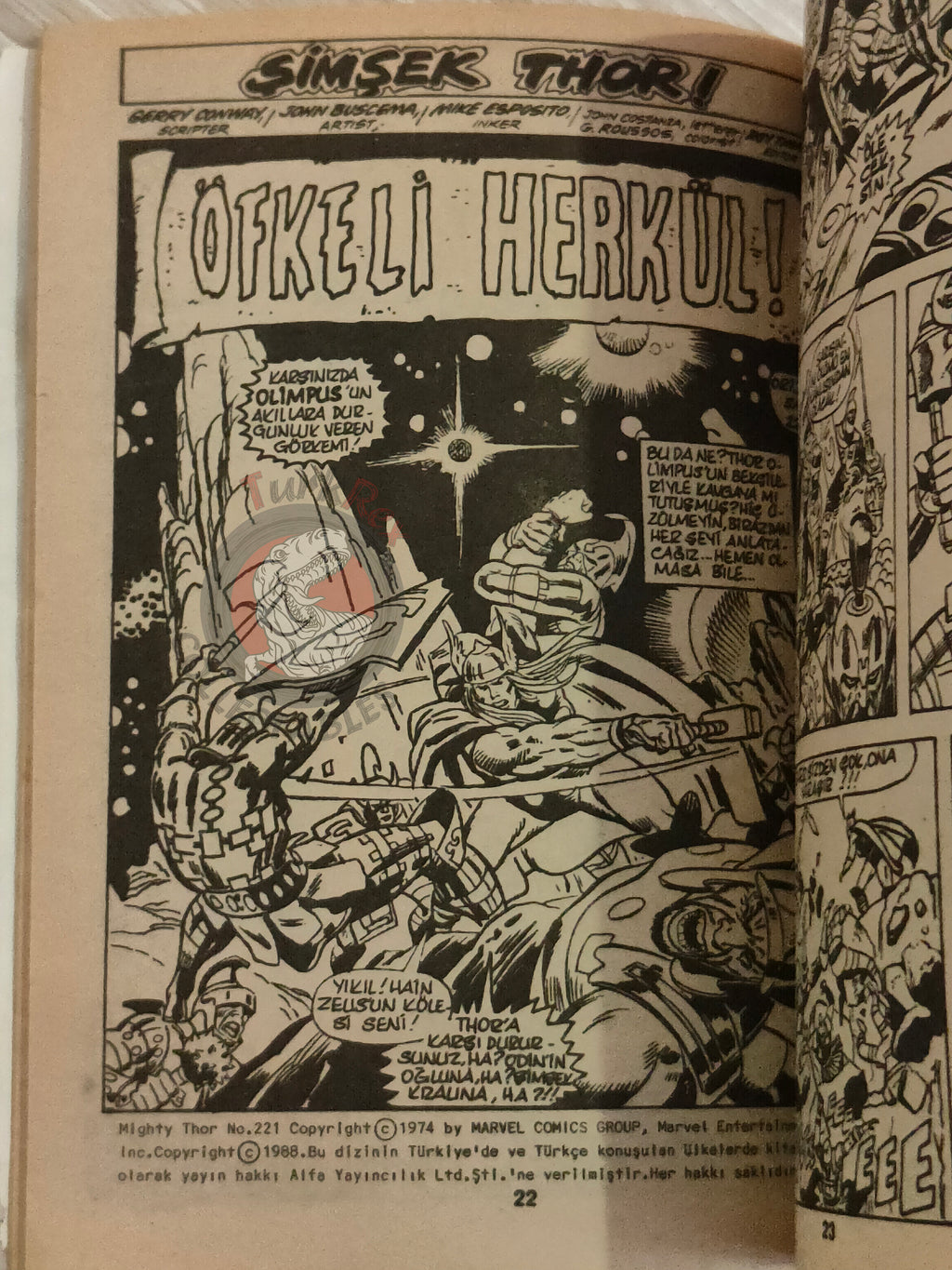 Thor #12 1988 Turkish Comic Turkey The Mighty Thor #220–222 cover #221