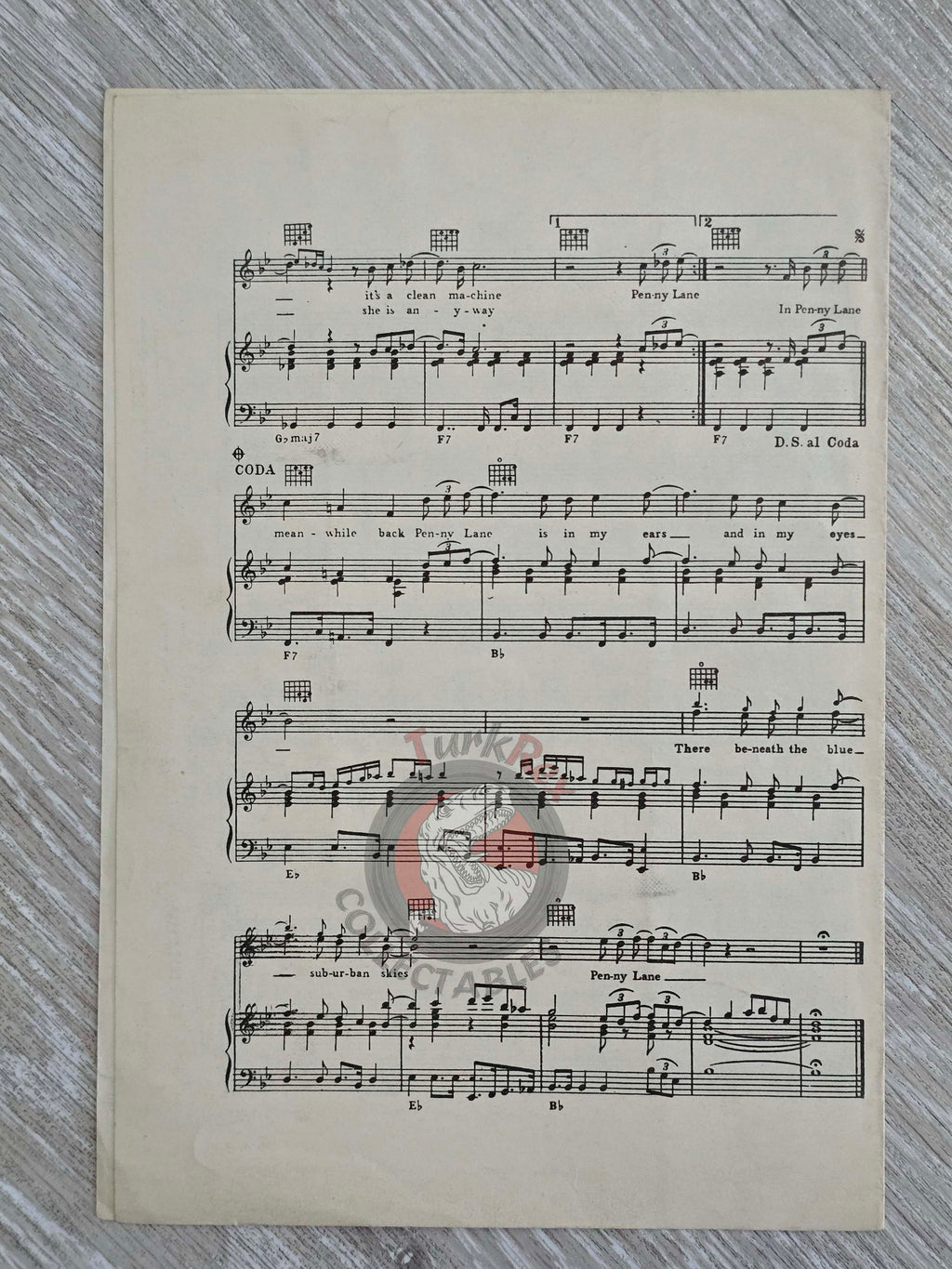 The Beatles – Penny Lane Turkish Vintage Musical Notes Sheet Turkey