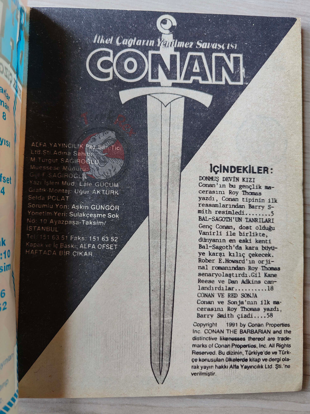 Conan ve Barbarlar #8 1994 Red Sonja Turkish Comic Turkey