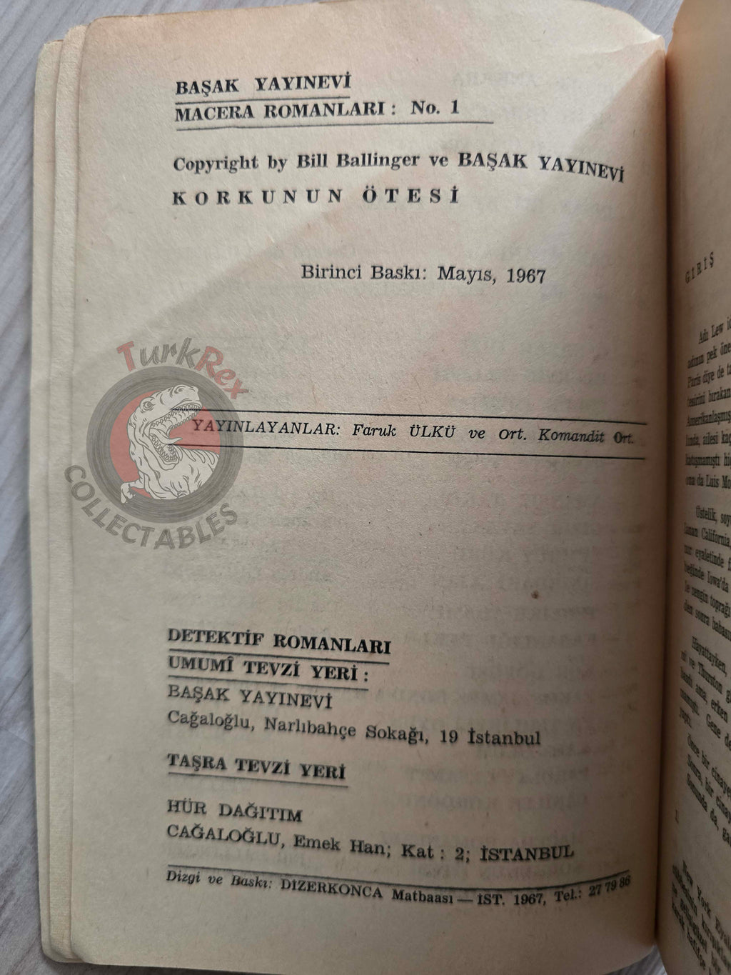 Bill Ballinger – The Tooth and the Nail 1967 1st Turkish Book Turkey