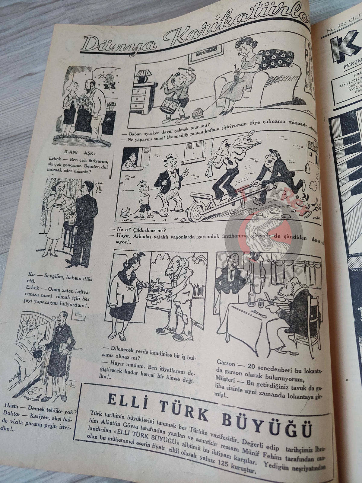 Karikatür 1941 Humor Magazine Turkish Turkey Russia United States Germany WW2 era Churchill