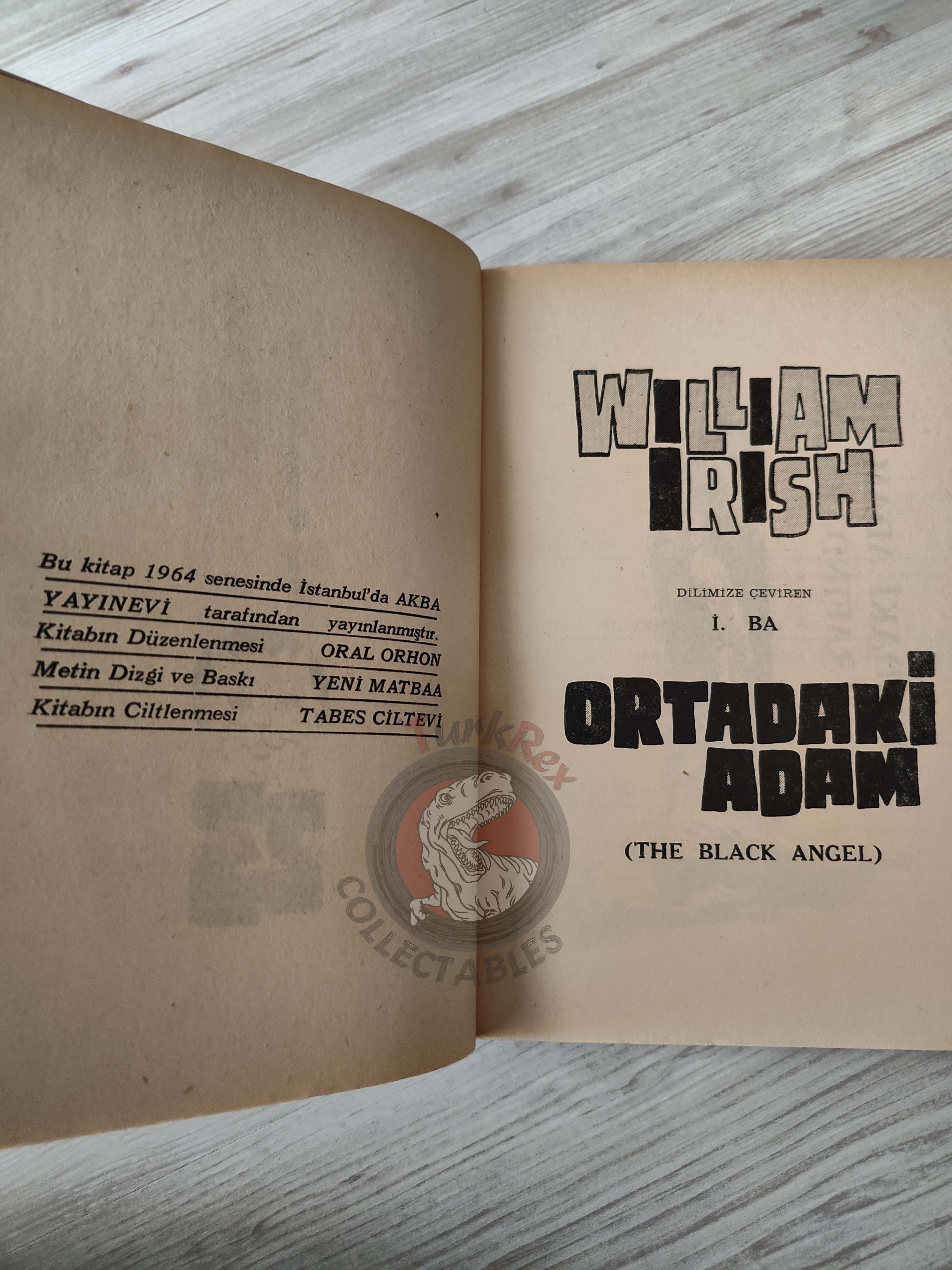 Cornell Woolrich – The Black Angel 1964 1st Turkish Book Turkey William Irish