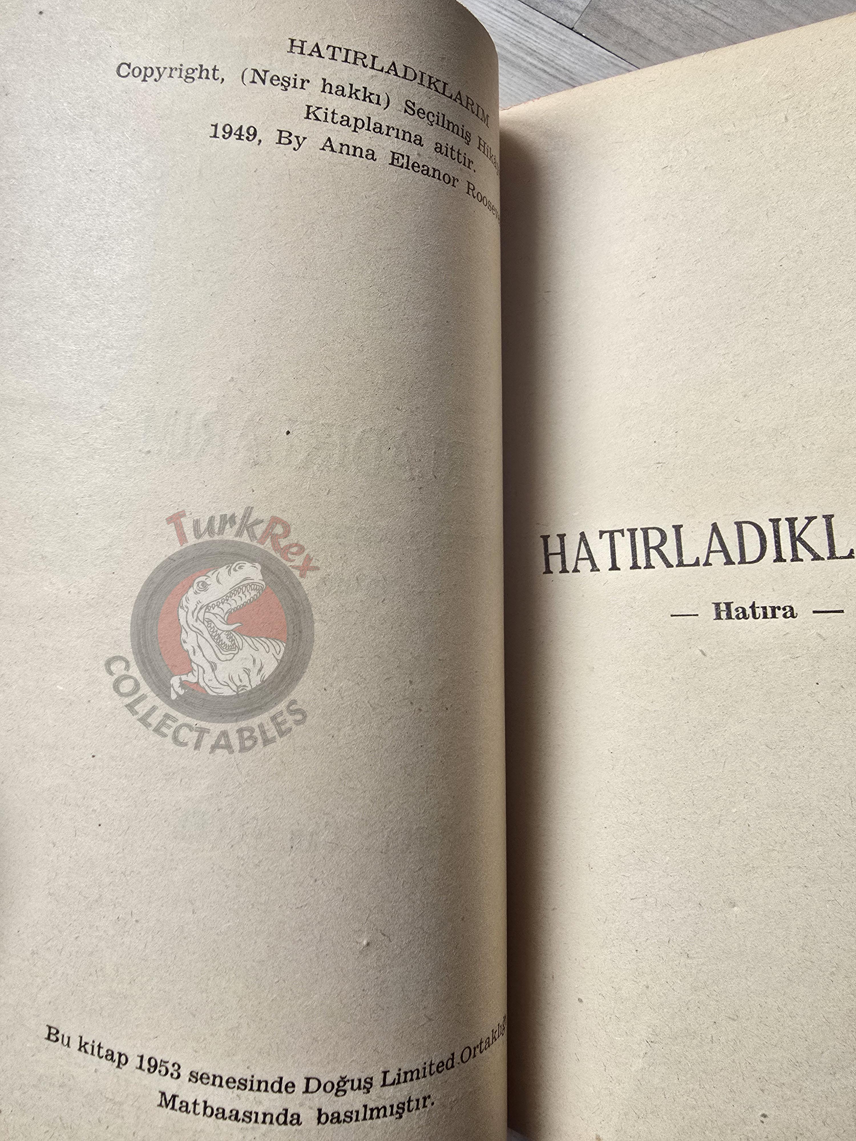 Eleanor Roosevelt – This I Remember 1953 1st Turkish Book Turkey