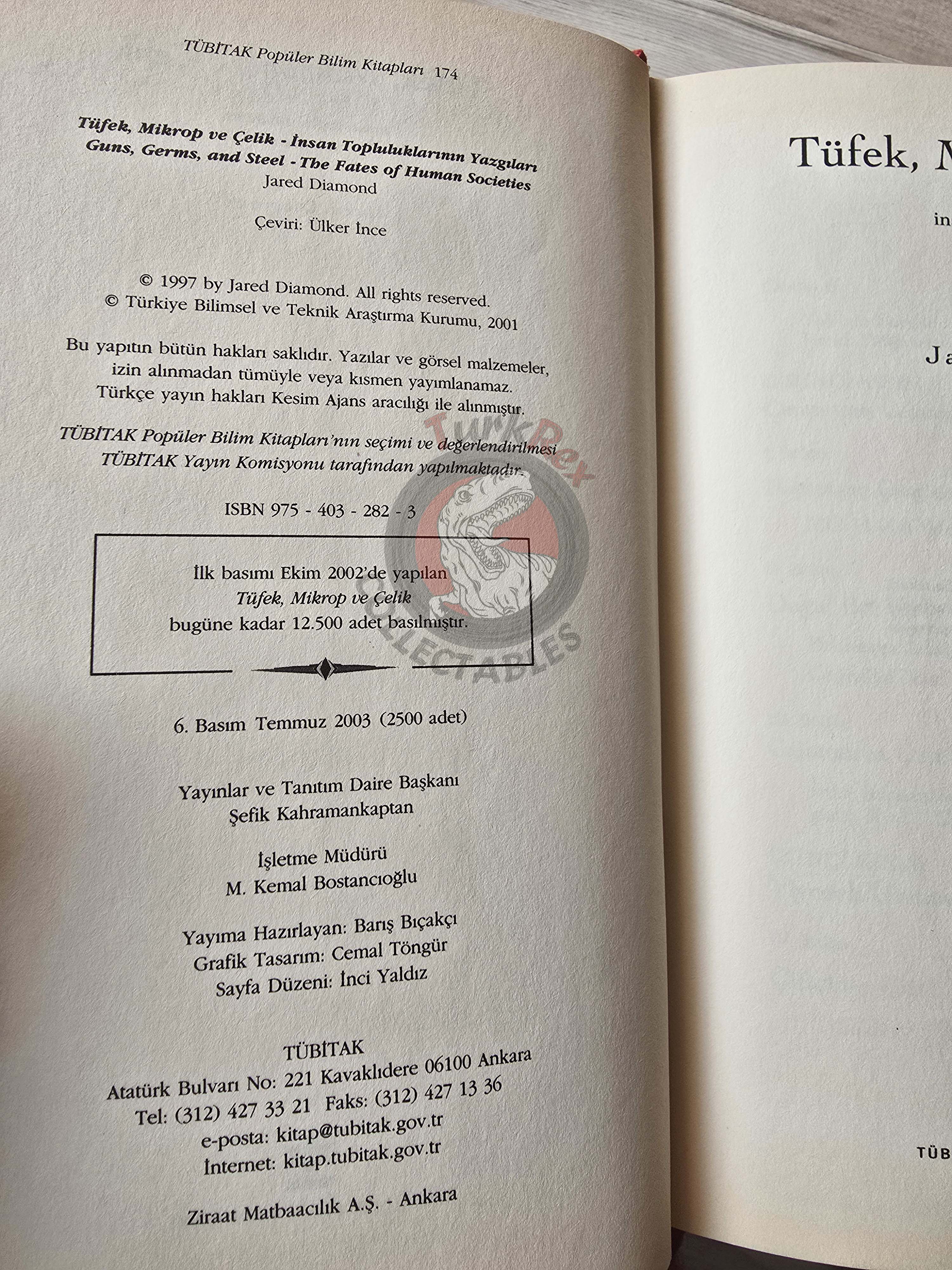 Jared Diamond – Guns, Germs, and Steel 2003 HC/DJ Turkish Book Turkey