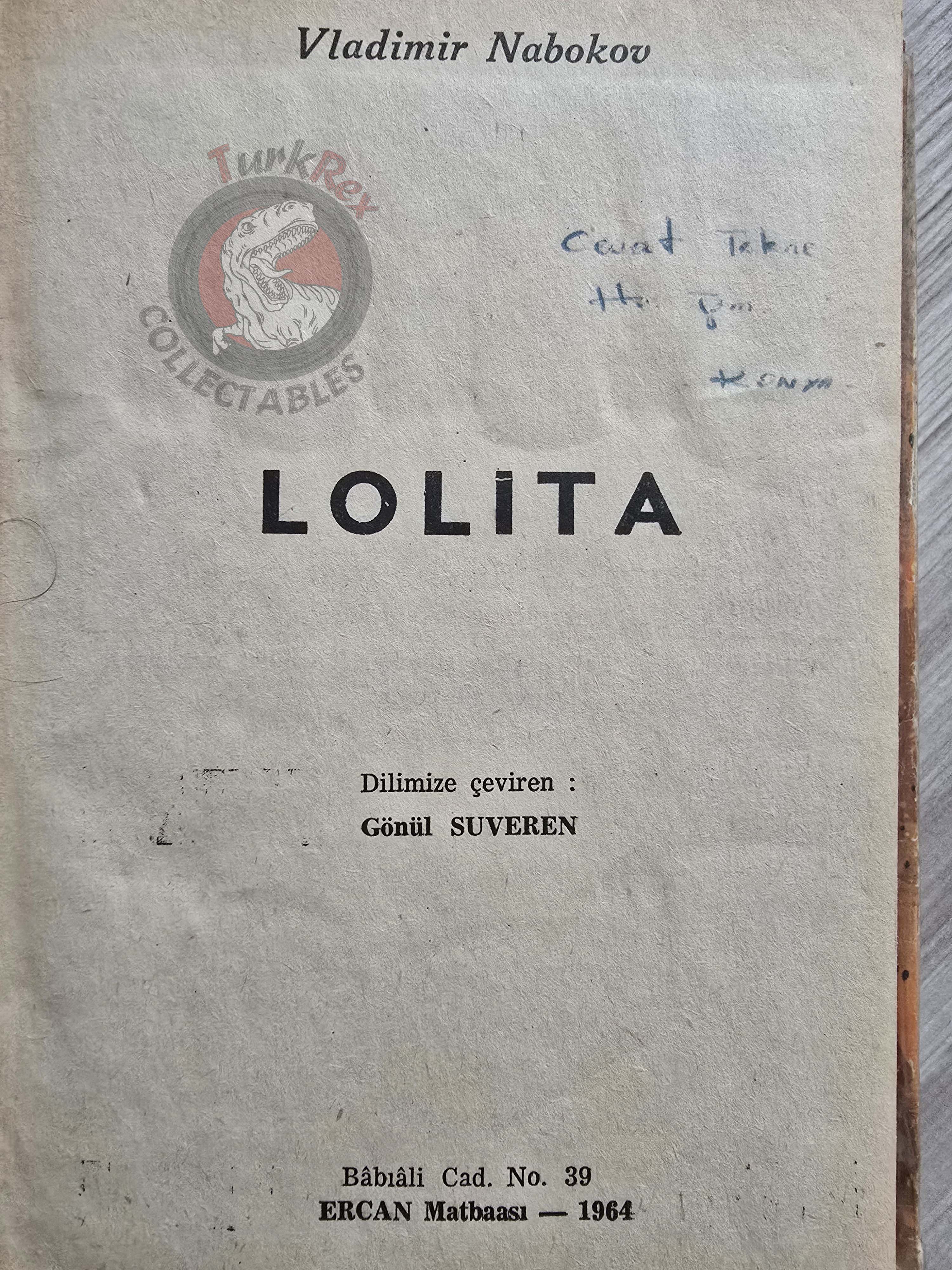Vladimir Nabokov – Lolita 1964 1st HC/DJ Turkish Book Turkey