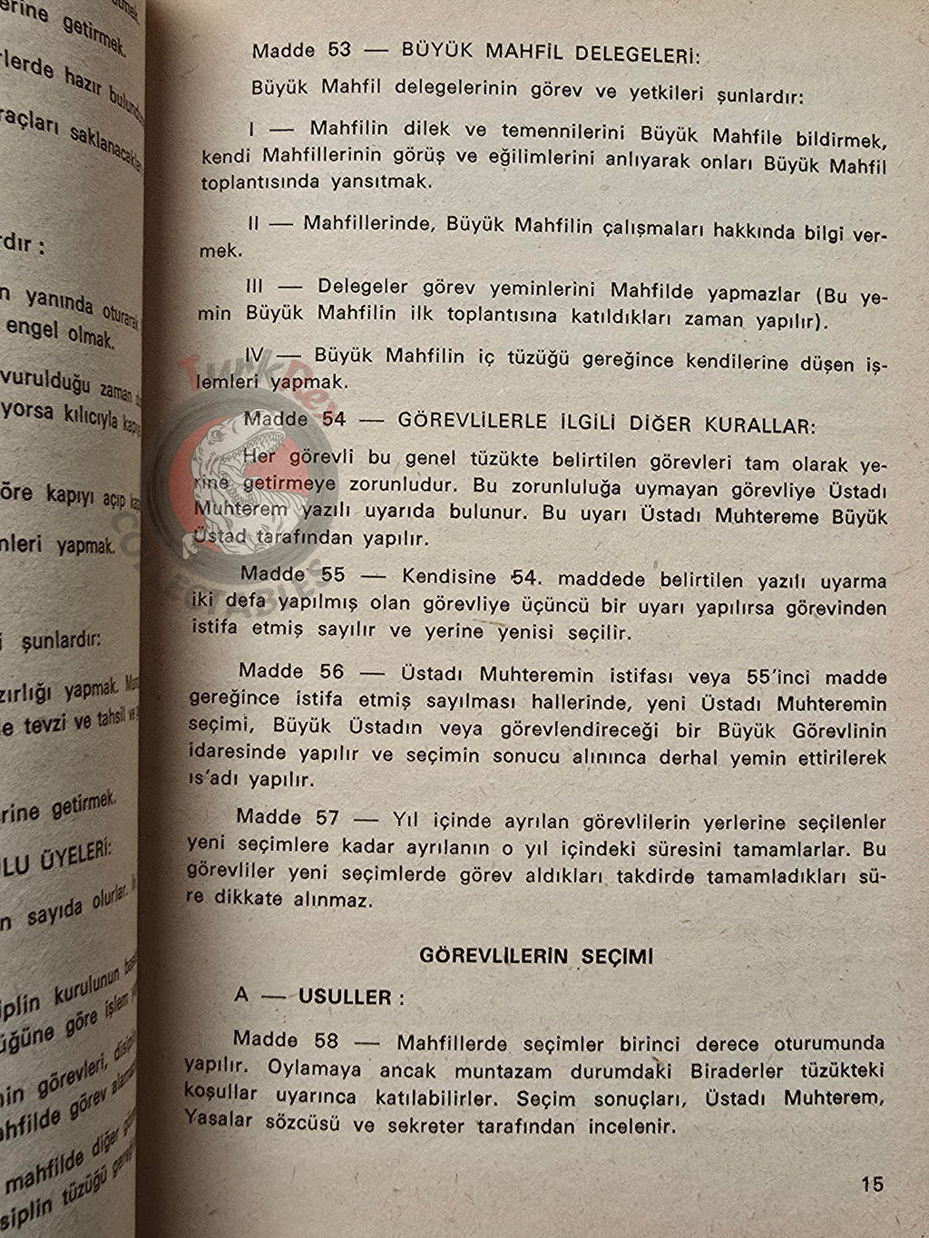 Turkish Freemasonry General Regulations of the Lodges 1974 Booklet Masonic Masons of Turkey