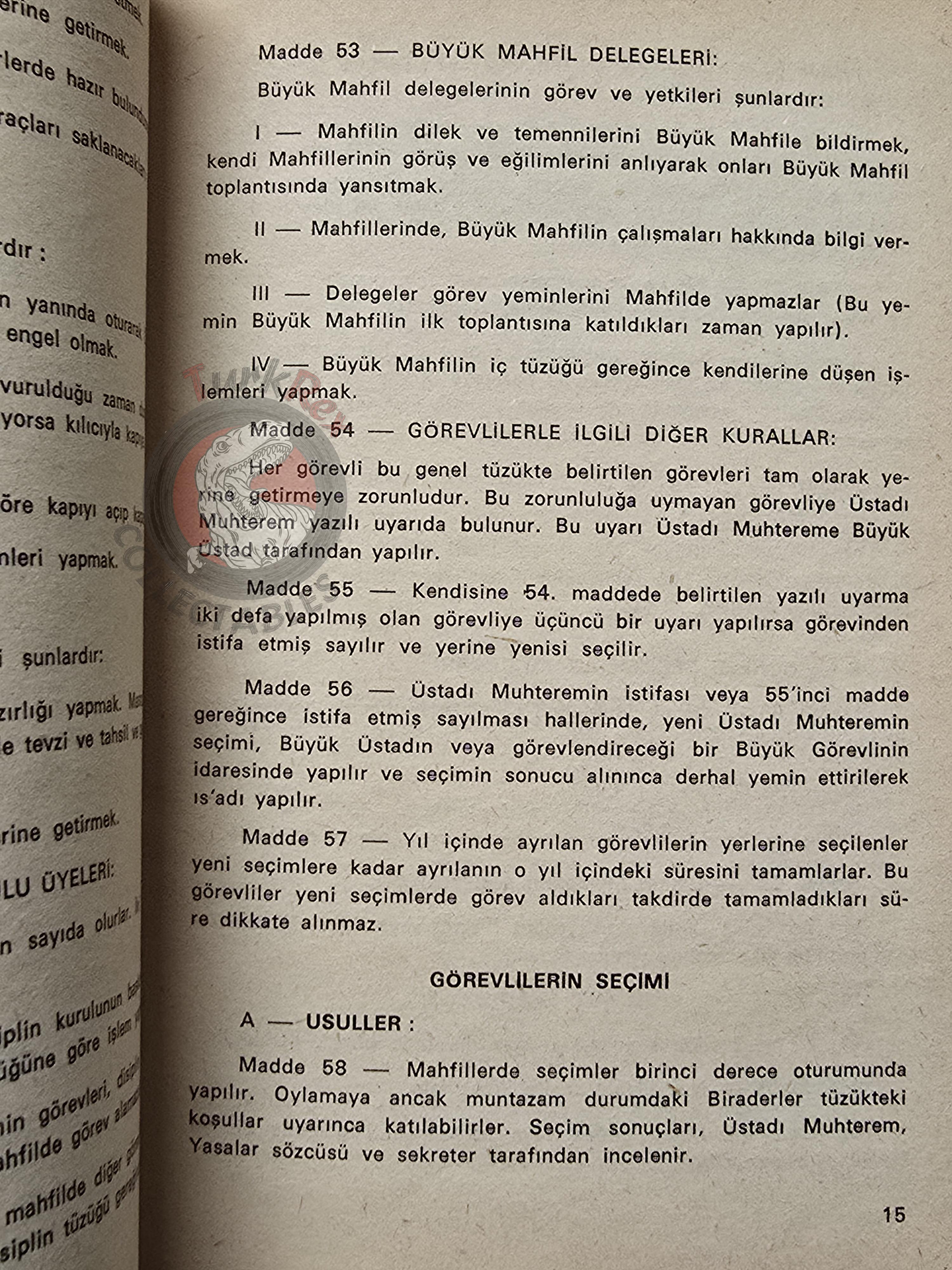 Turkish Freemasonry General Regulations of the Lodges 1974 Booklet Masonic Masons of Turkey
