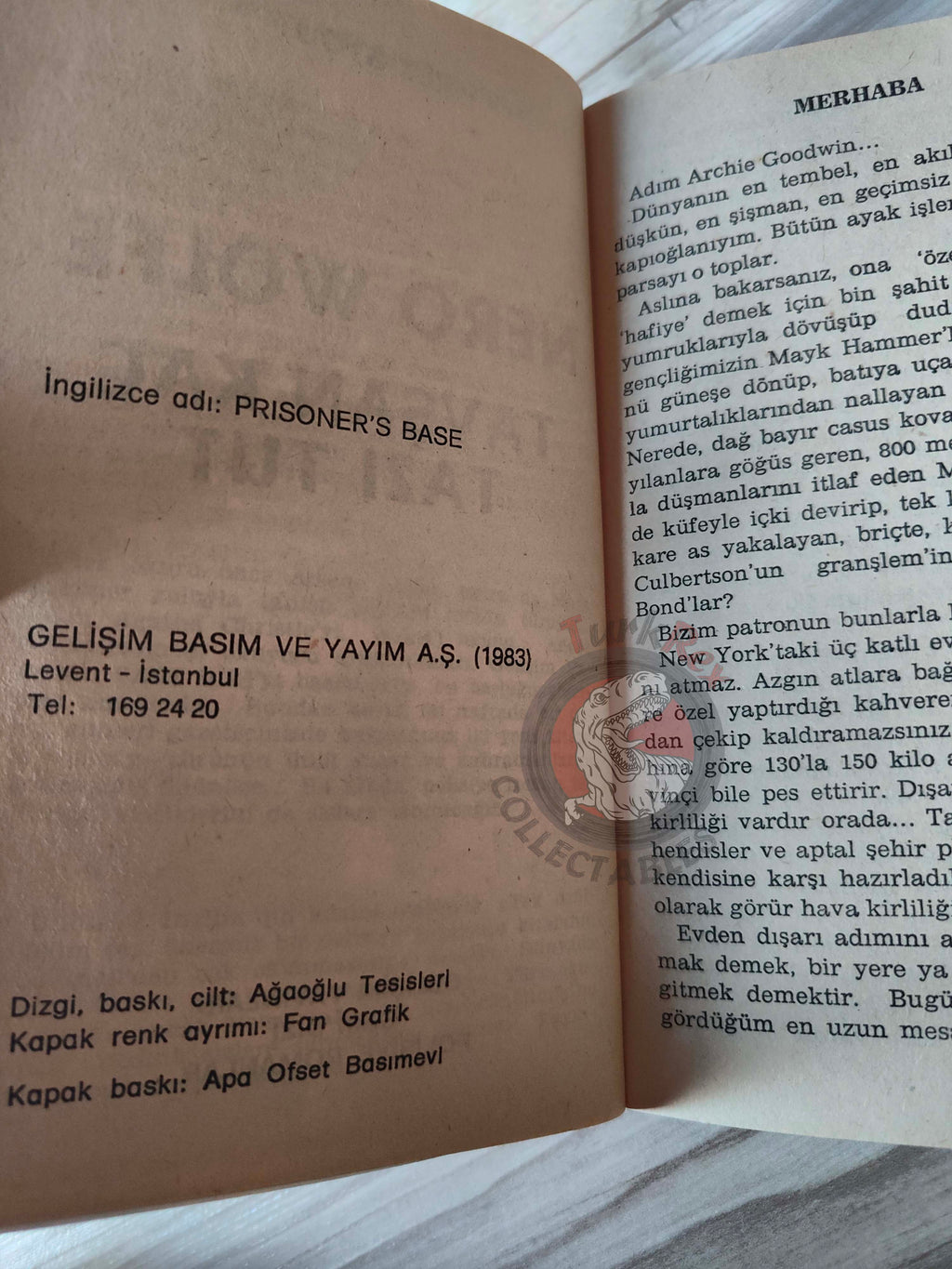 Rex Stout – Nero Wolfe: Prisoner’s Base 1983 1st Turkish Book Turkey
