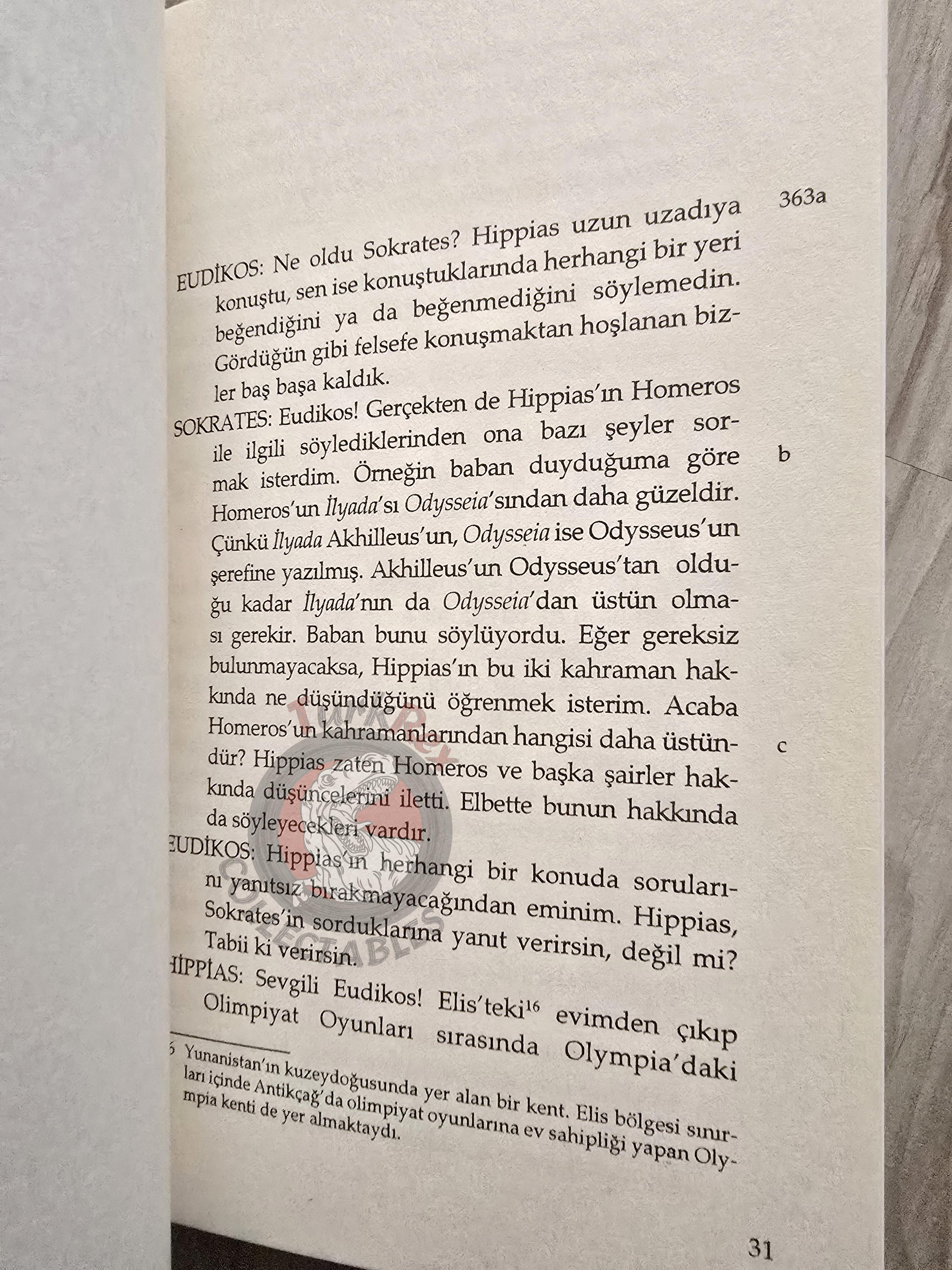 Plato –  Lesser Hippias 2011 Turkish Book Turkey