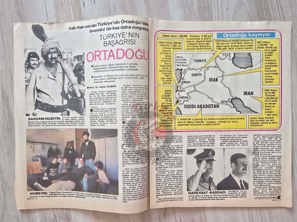Turkish Magazine 8. Gün – Middle East and Turkey 1980 Saddam Hussein Ruhollah Khomeini Iran Iraq
