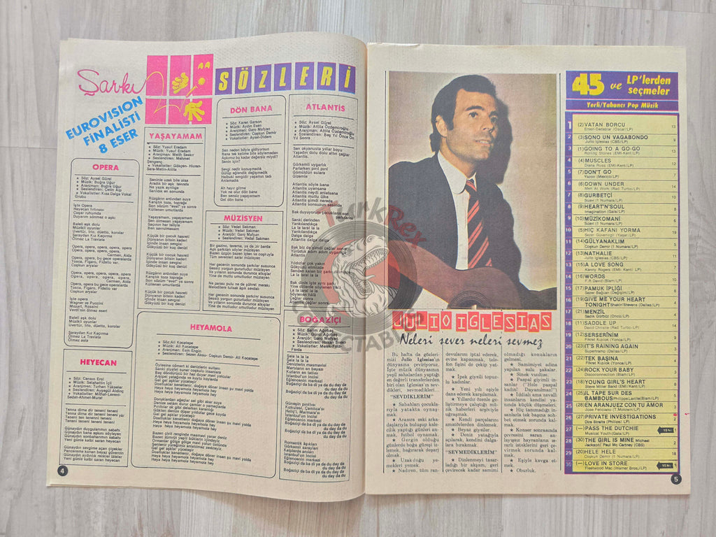 Hey Music World 1983 Julio Iglesias Turkish Mag Turkey Neil Young Ray Charles Hagar the Horrible