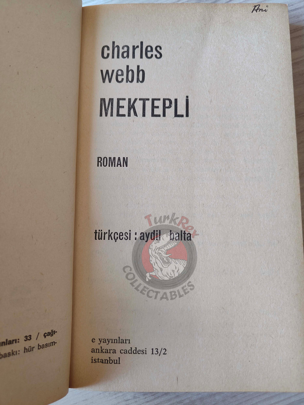 Charles Webb – The Graduate 1st Turkish Book Turkey