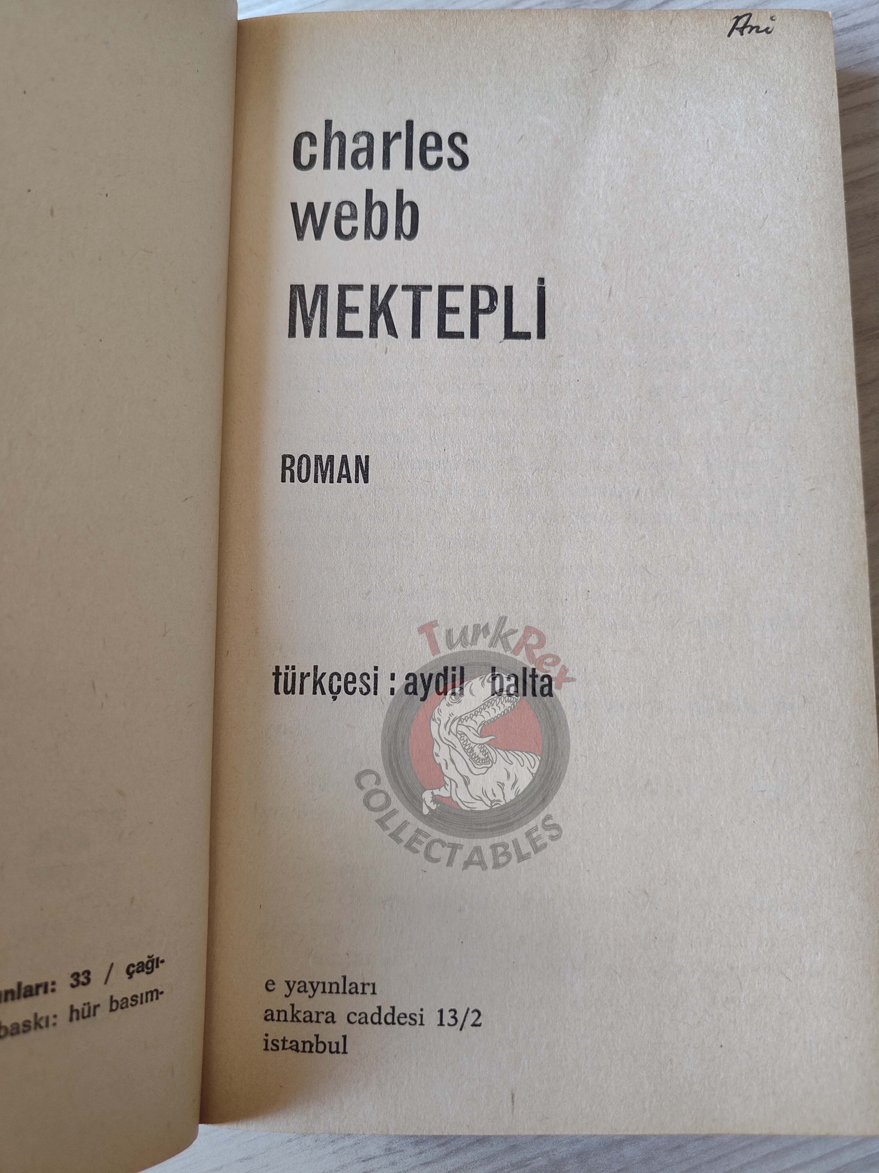 Charles Webb – The Graduate 1st Turkish Book Turkey