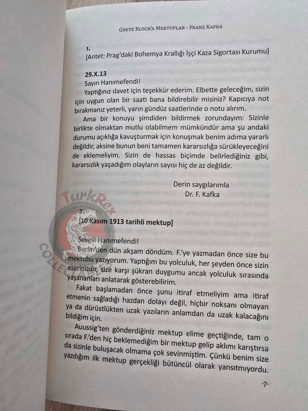 Franz Kafka – Grete Bloch Turkish Book Turkey