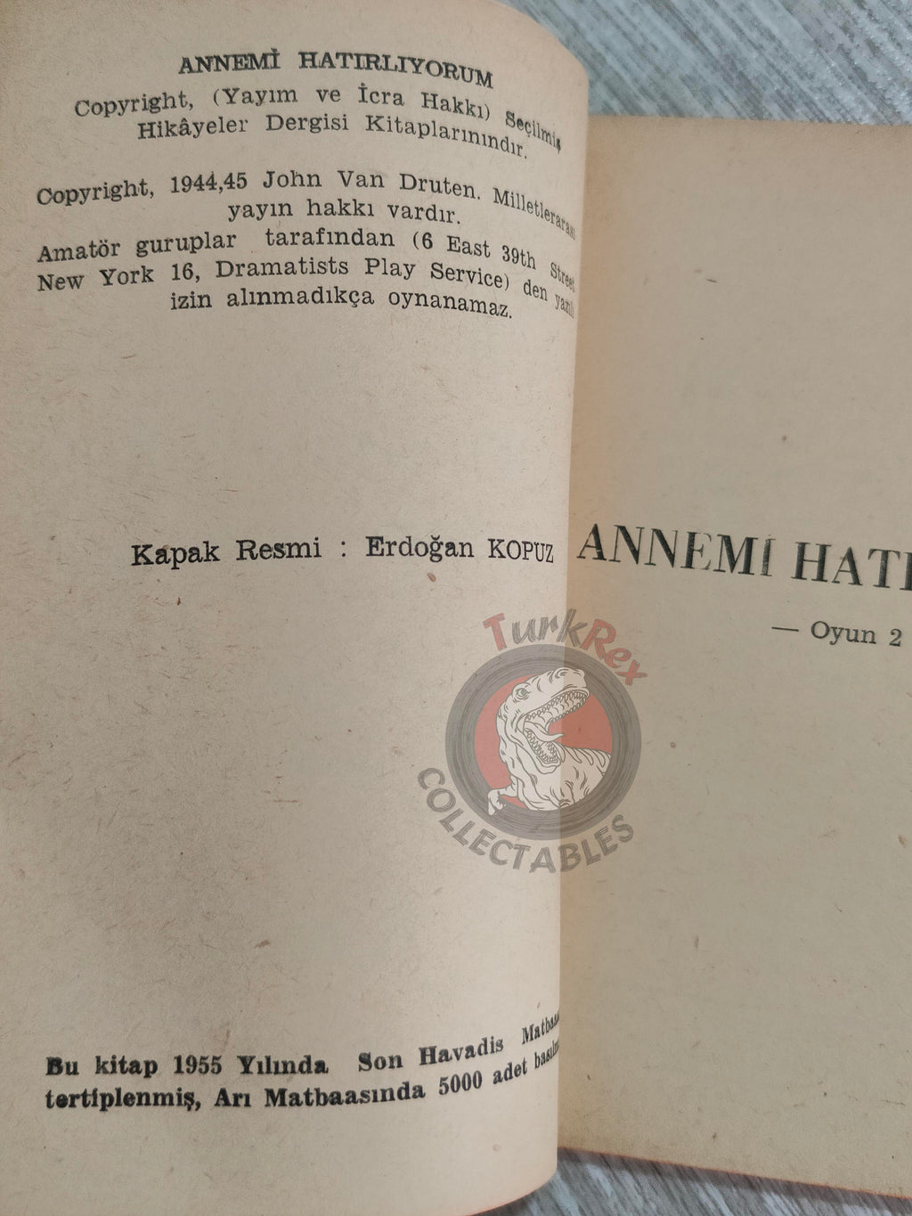 John Van Druten – I Remember Mama 1955 1st Turkish Book Turkey