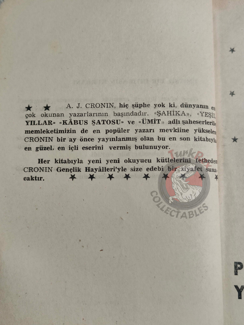 A. J. Cronin – The Valorous Years 1954 1st Turkish Book Turkey