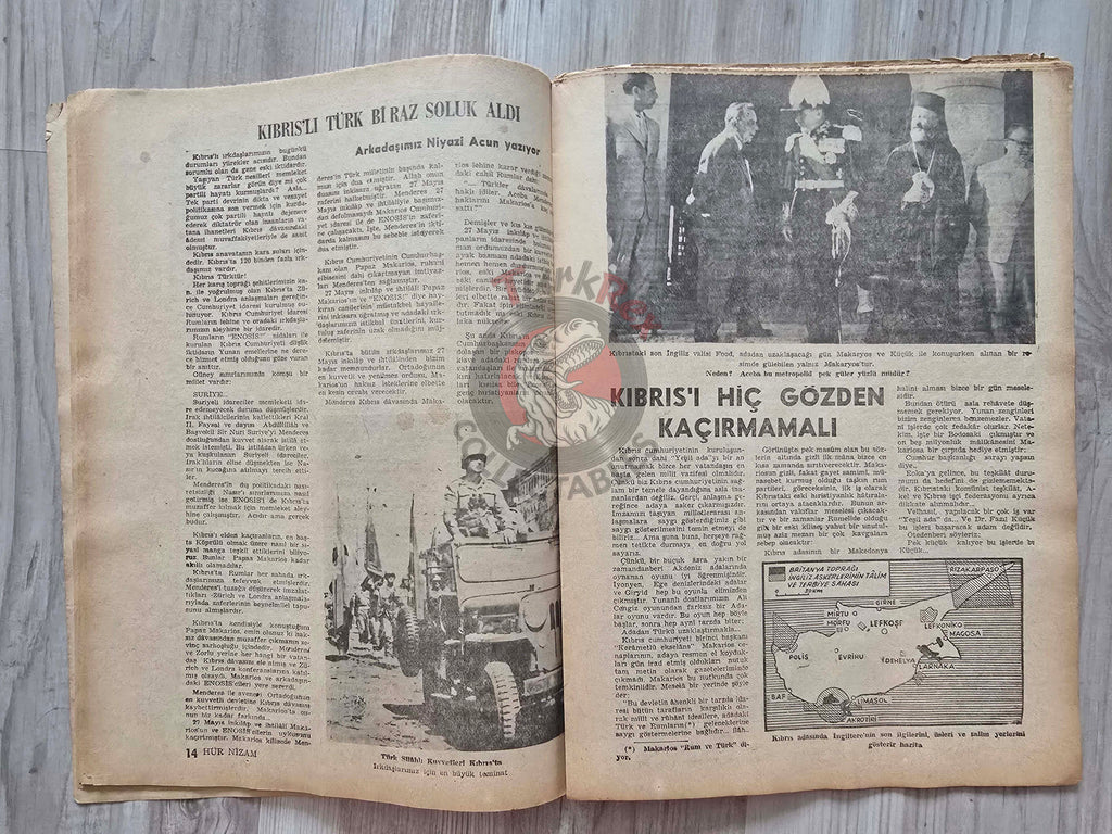 Hür Nizam 1960 Cyprus Makarios III Turkish Magazine Turkey Soraya Esfandiary-Bakhtiary Iran Pahlavi