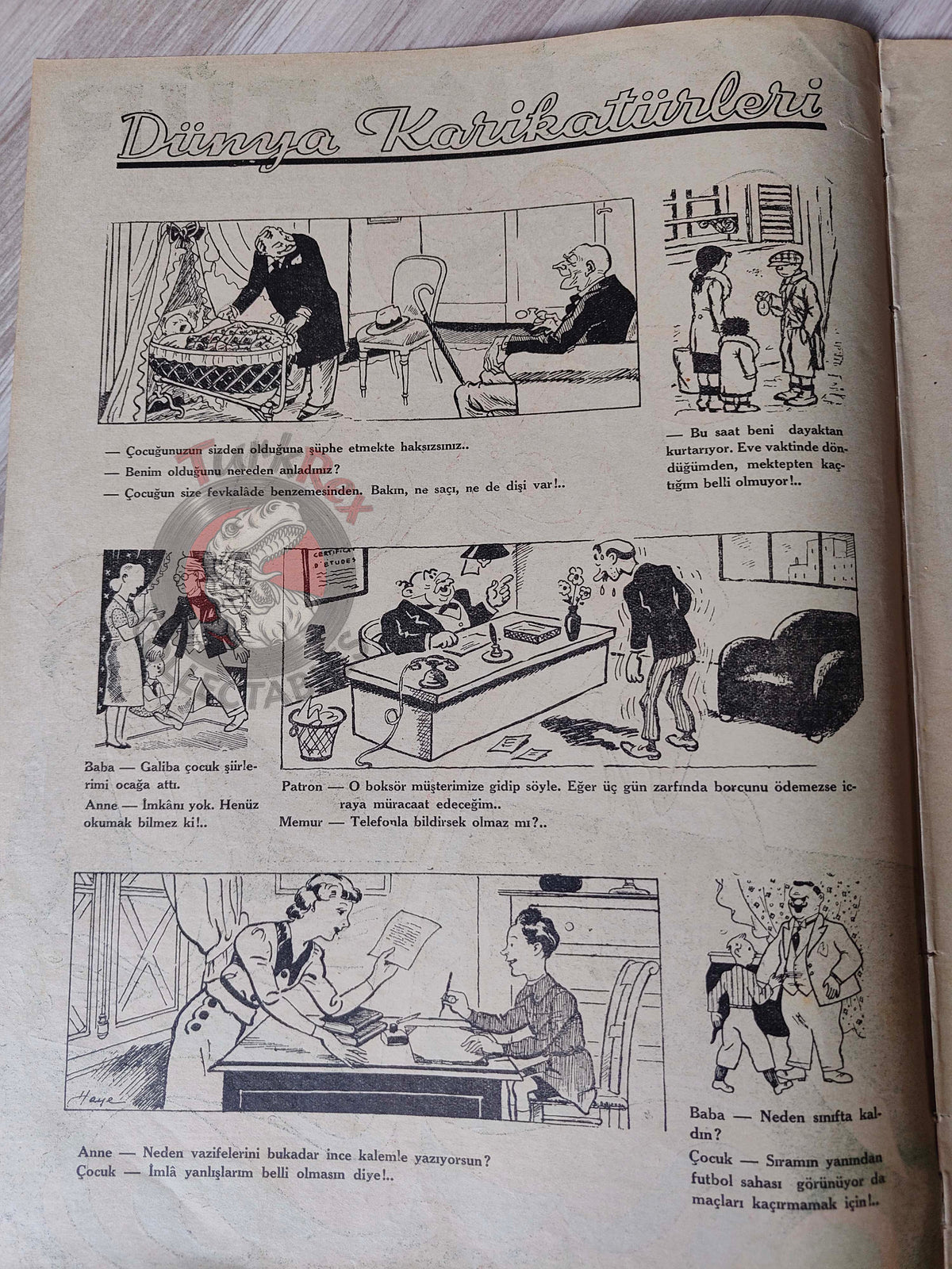 Karikatür 1941 Humor Magazine Turkish Turkey Uncle Sam USA WW2 era Soviet Russia Britain Japan